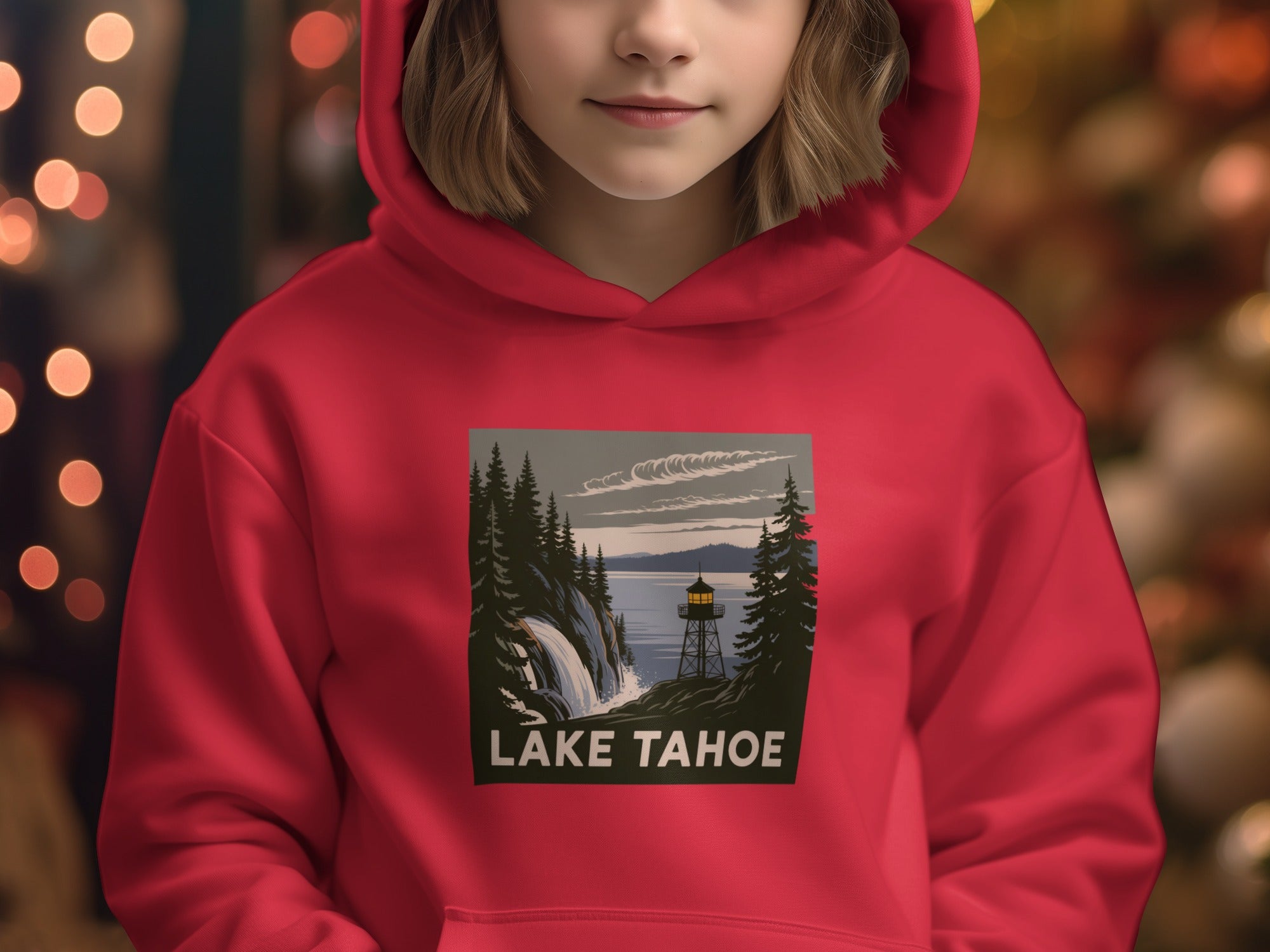 Lake Tahoe Red Hoodie Sweatshirt for Winter Season