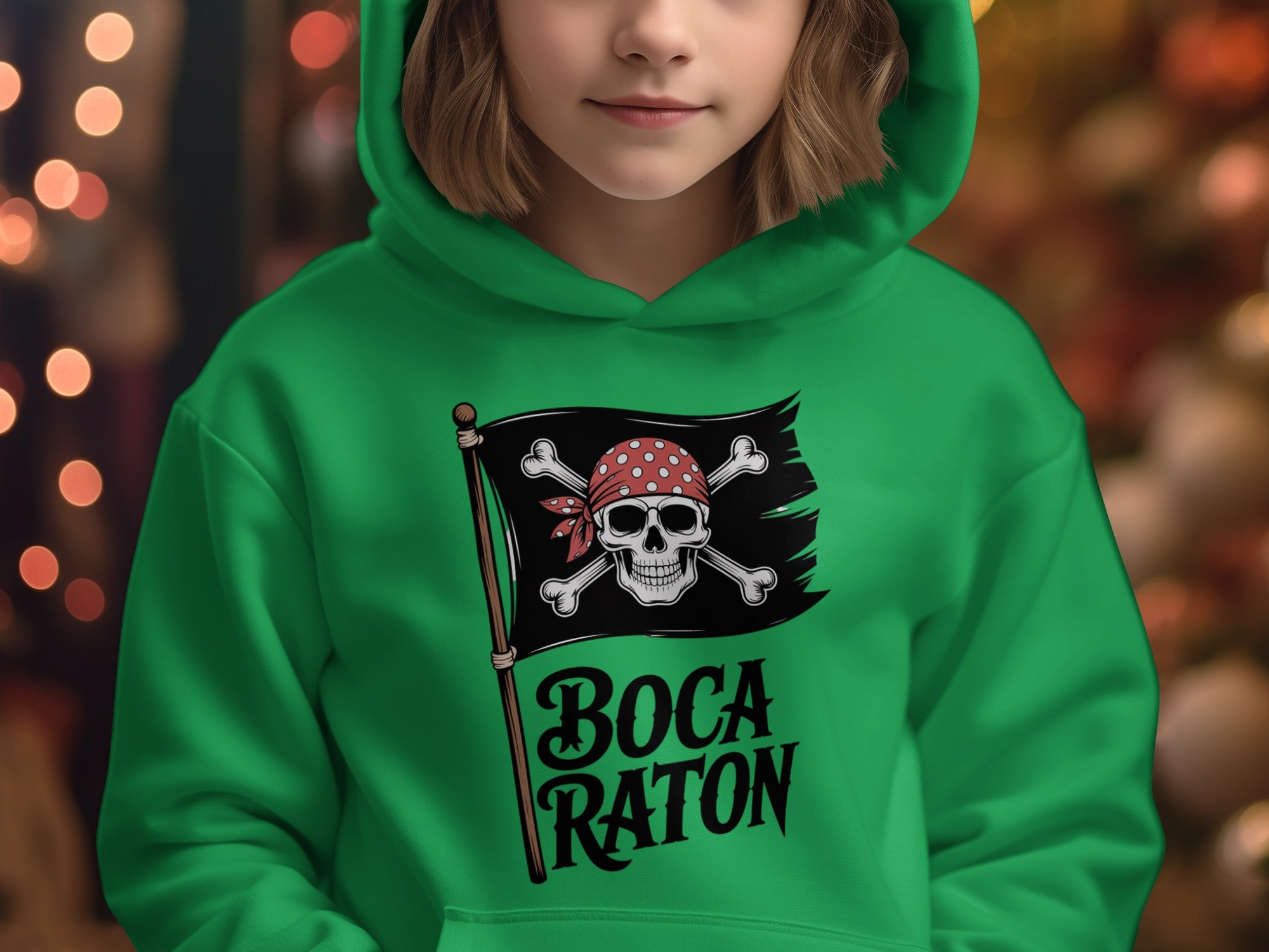 Pirate Flag Skull Boca Raton Green Hoodie product