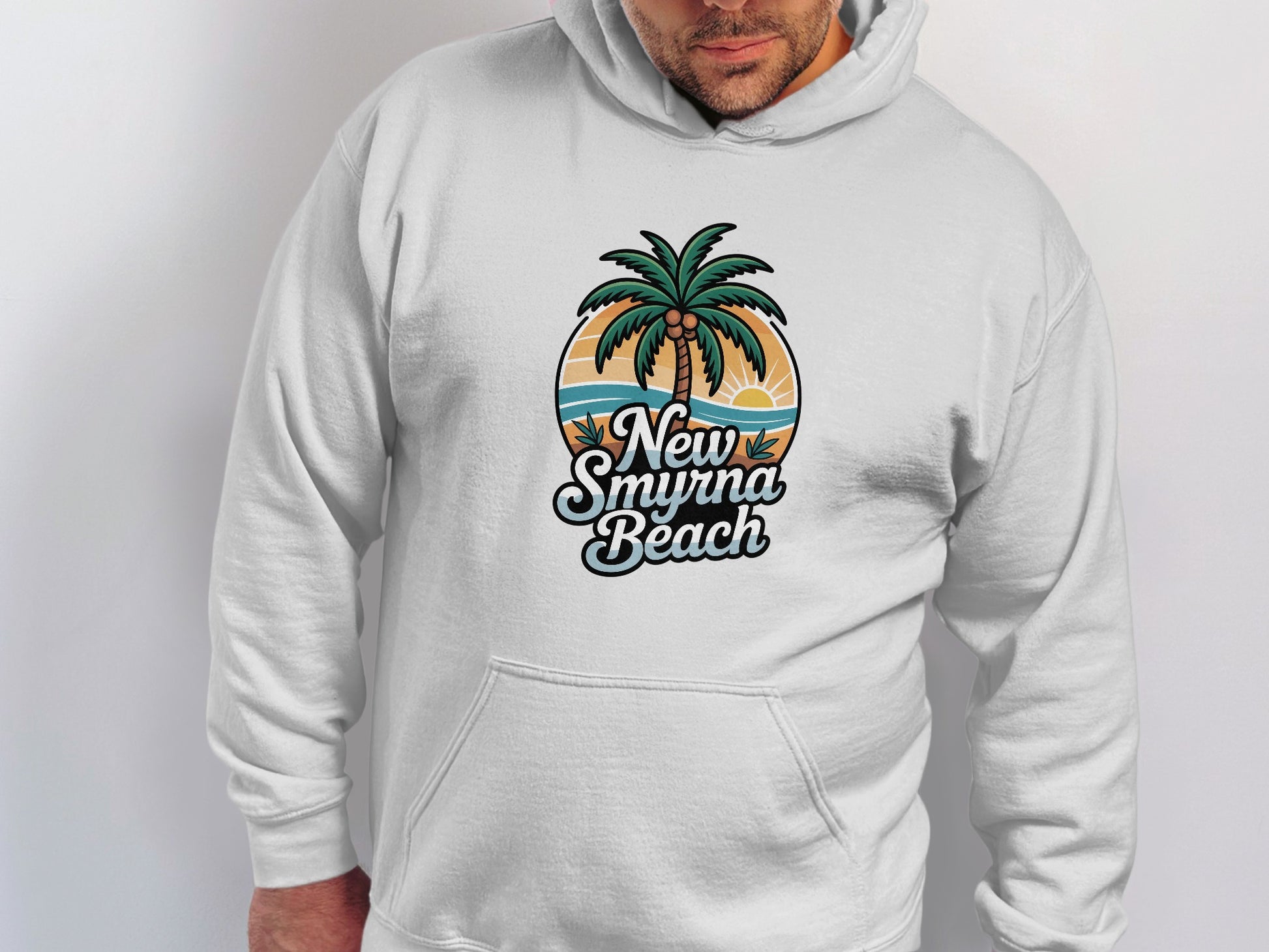 New Smyrna Beach Hoodie with Palm Tree Design product