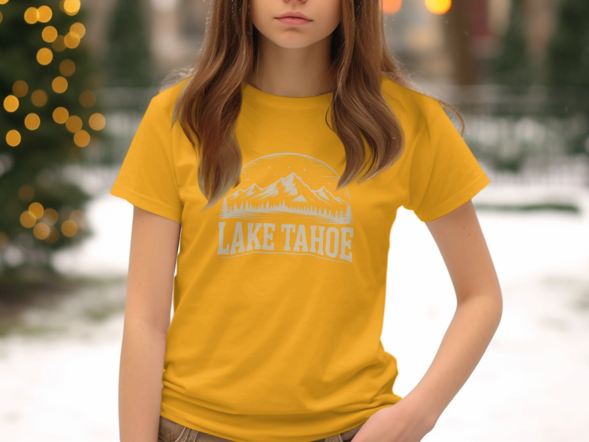 Lake Tahoe Mountain Design Graphic T-shirt