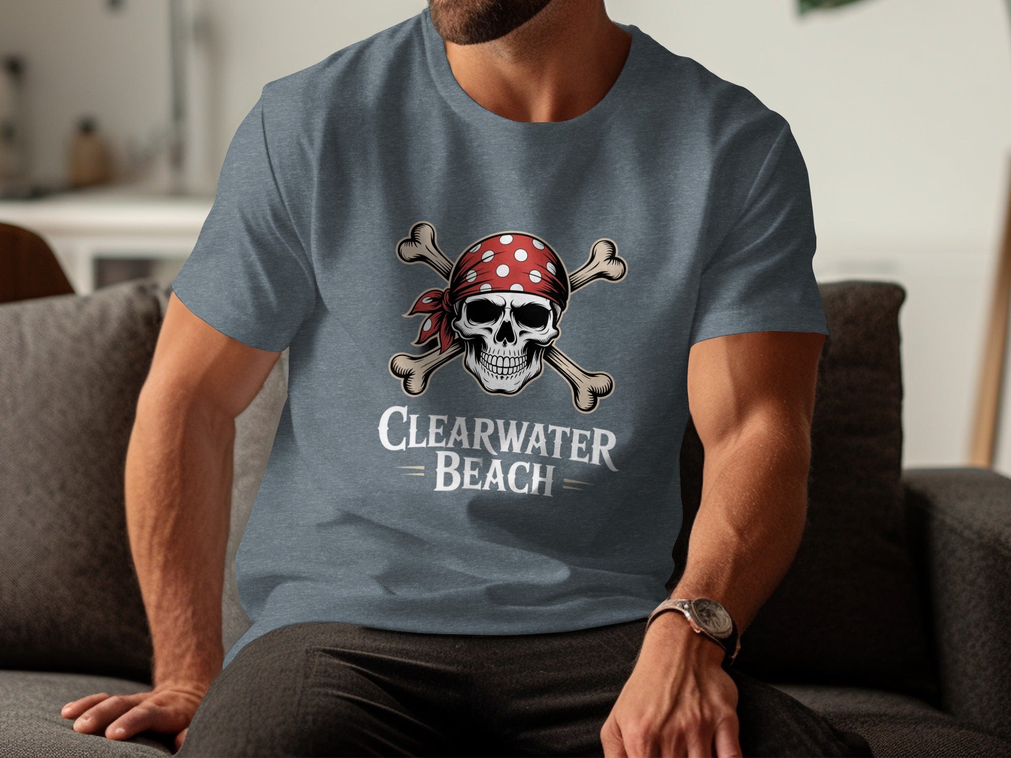 Clearwater Beach Pirate Skull Graphic T-Shirt product