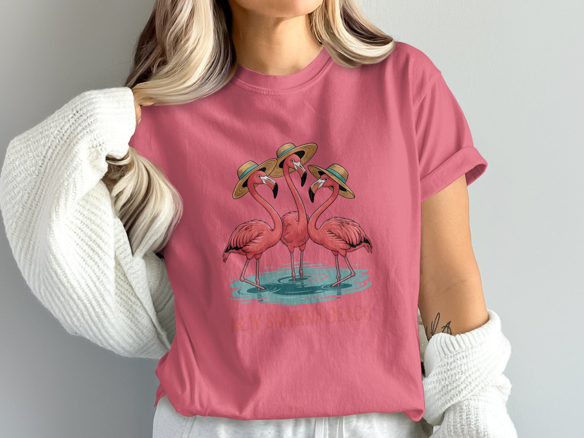 Fun Pink Flamingo Graphic T-Shirt Summer Casual product