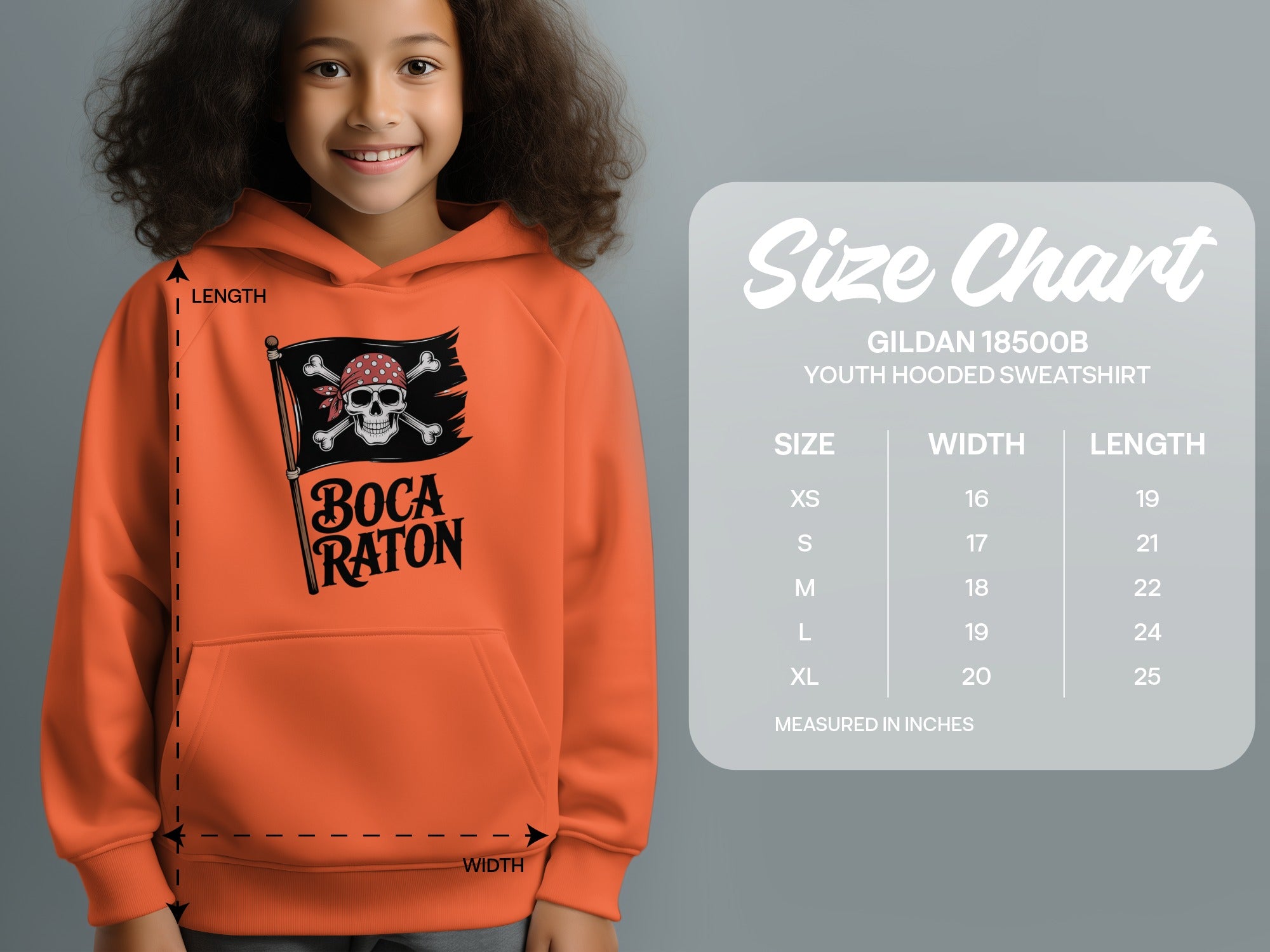 Boca Raton Pirate Skull Youth Hooded Sweatshirt product