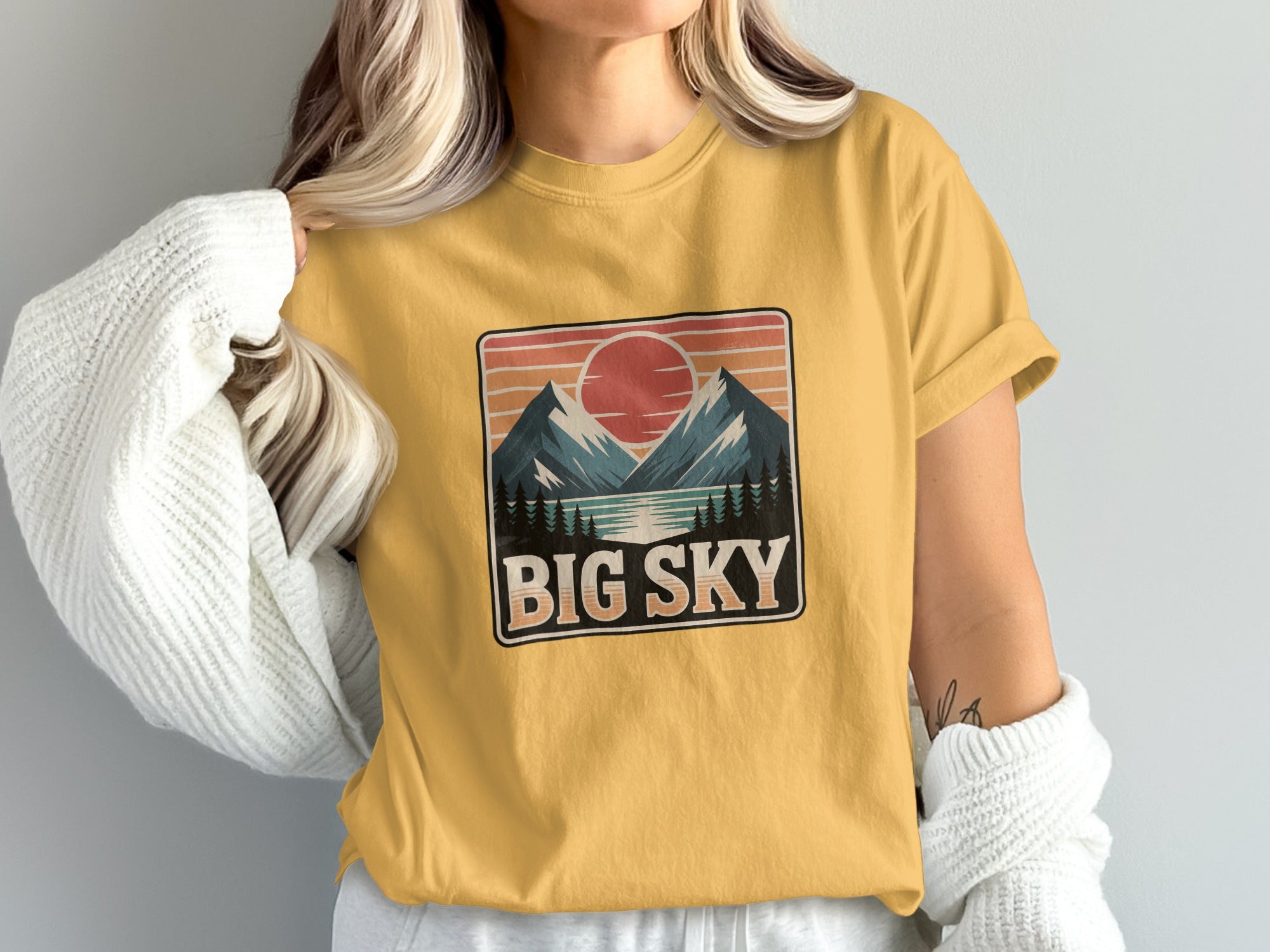 Big Sky Graphic Mountains Sunset Design T-shirt product
