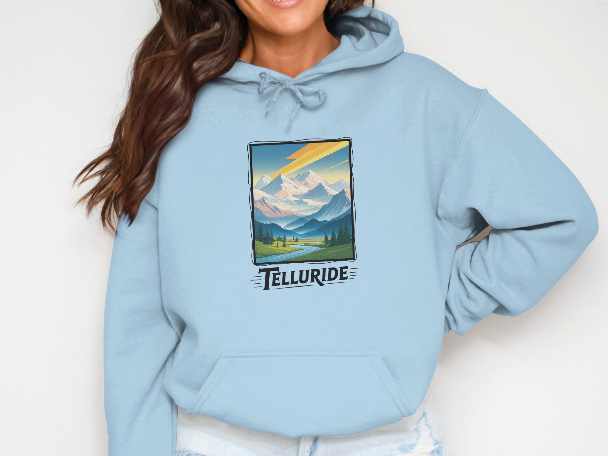 Telluride Womens Hoodies Mountain River Art Design Hoodie