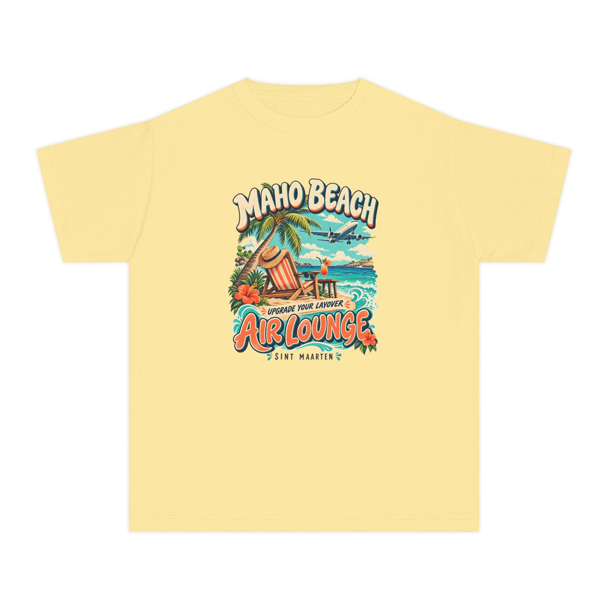 Maho Beach Air Lounge Sint Maarten Comfort Colors 9018 Youth T-Shirt