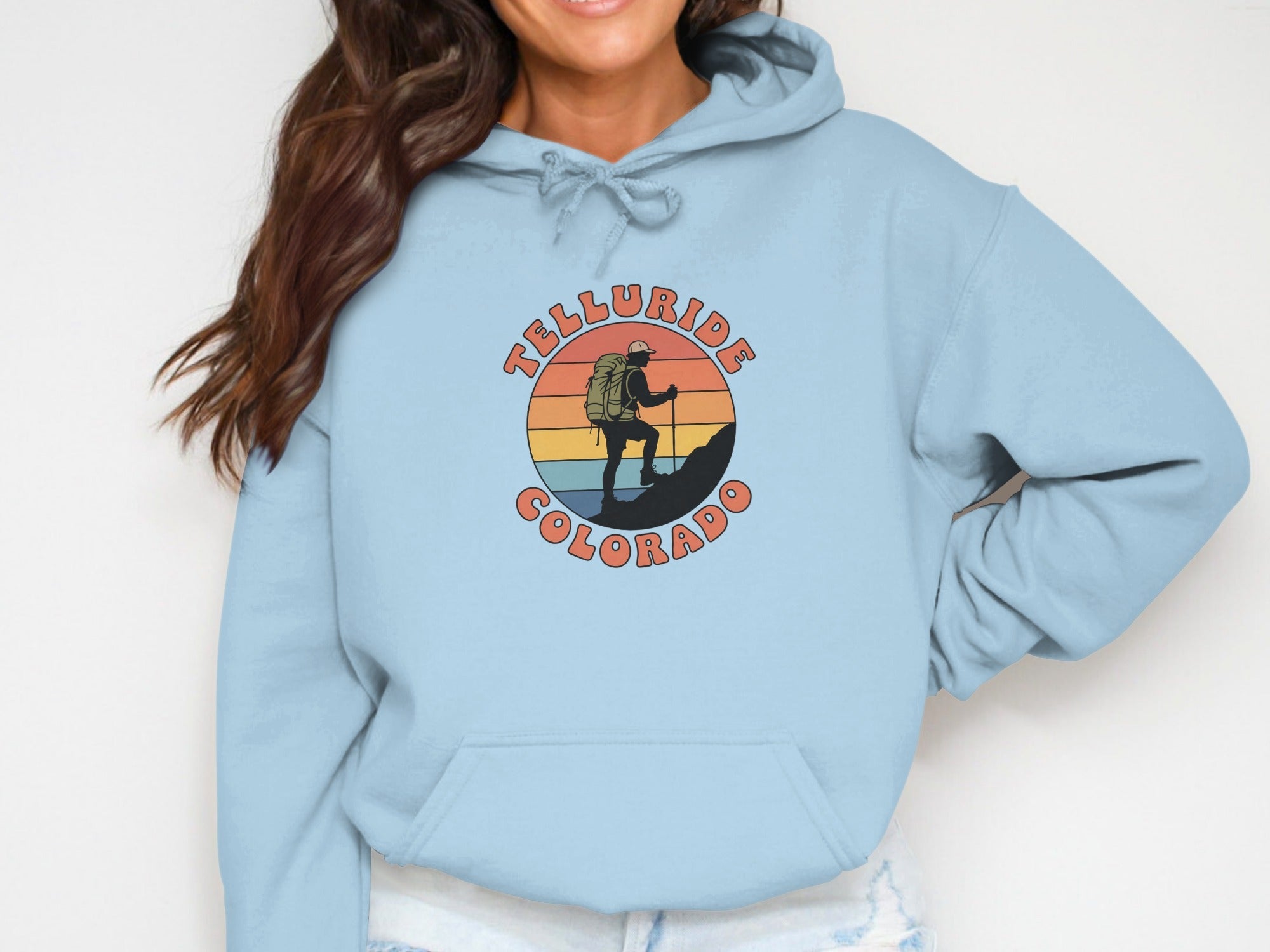 Telluride Womens Hoodies Colorado Hiker Silhouette Hoodie
