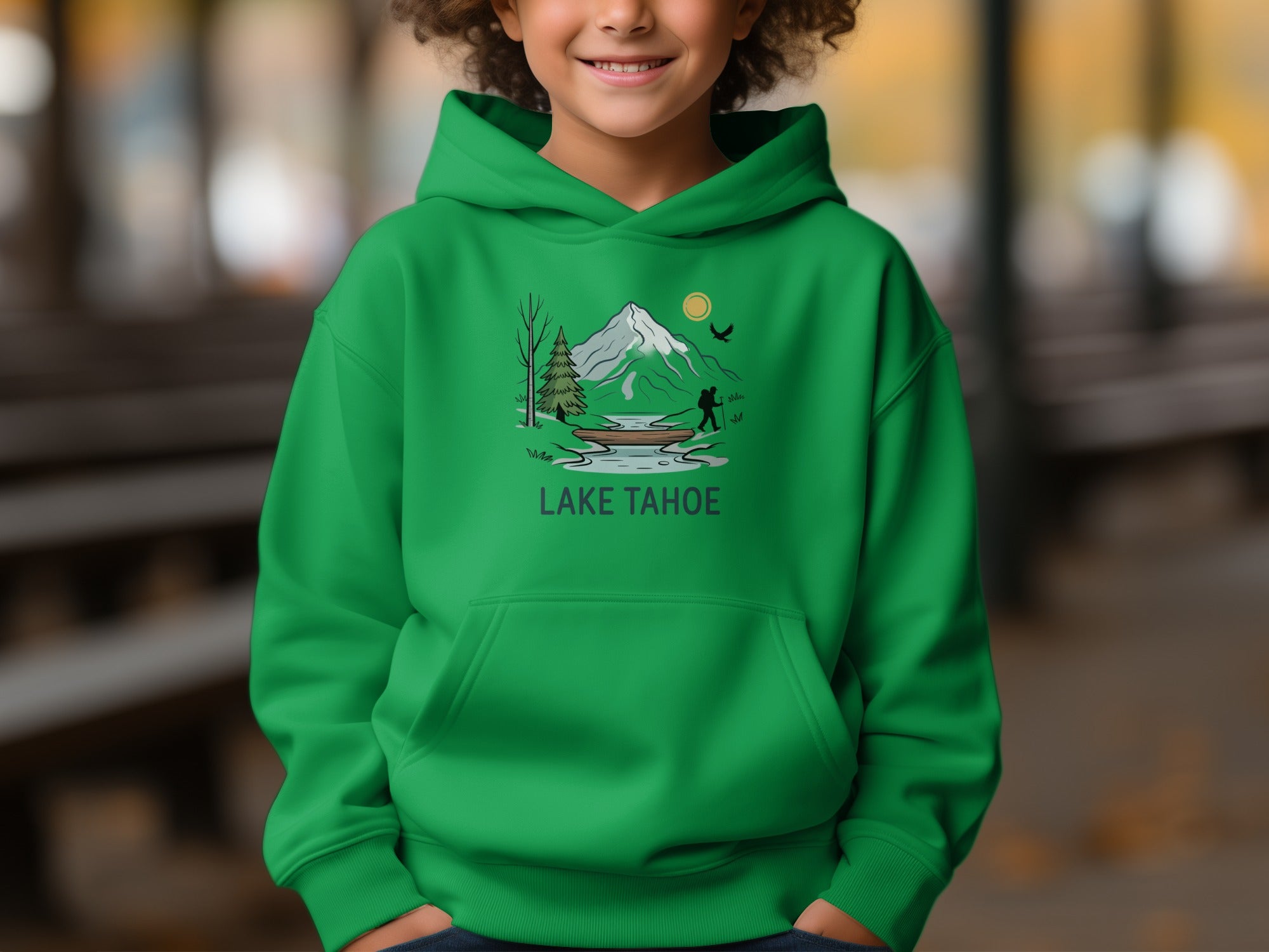 Lake Tahoe Hoodie with Mountain and Nature Graphics