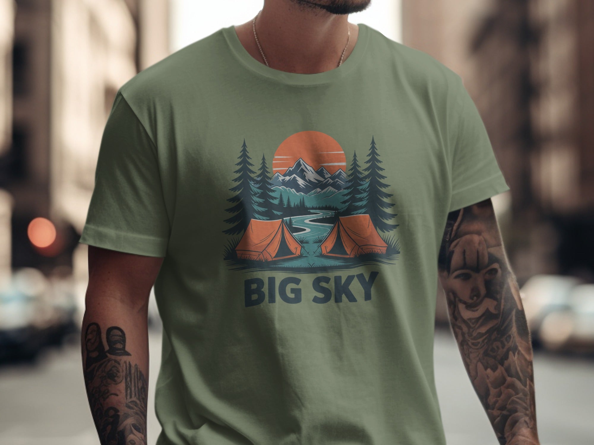 Big Sky Outdoor Camping Graphic T-Shirt