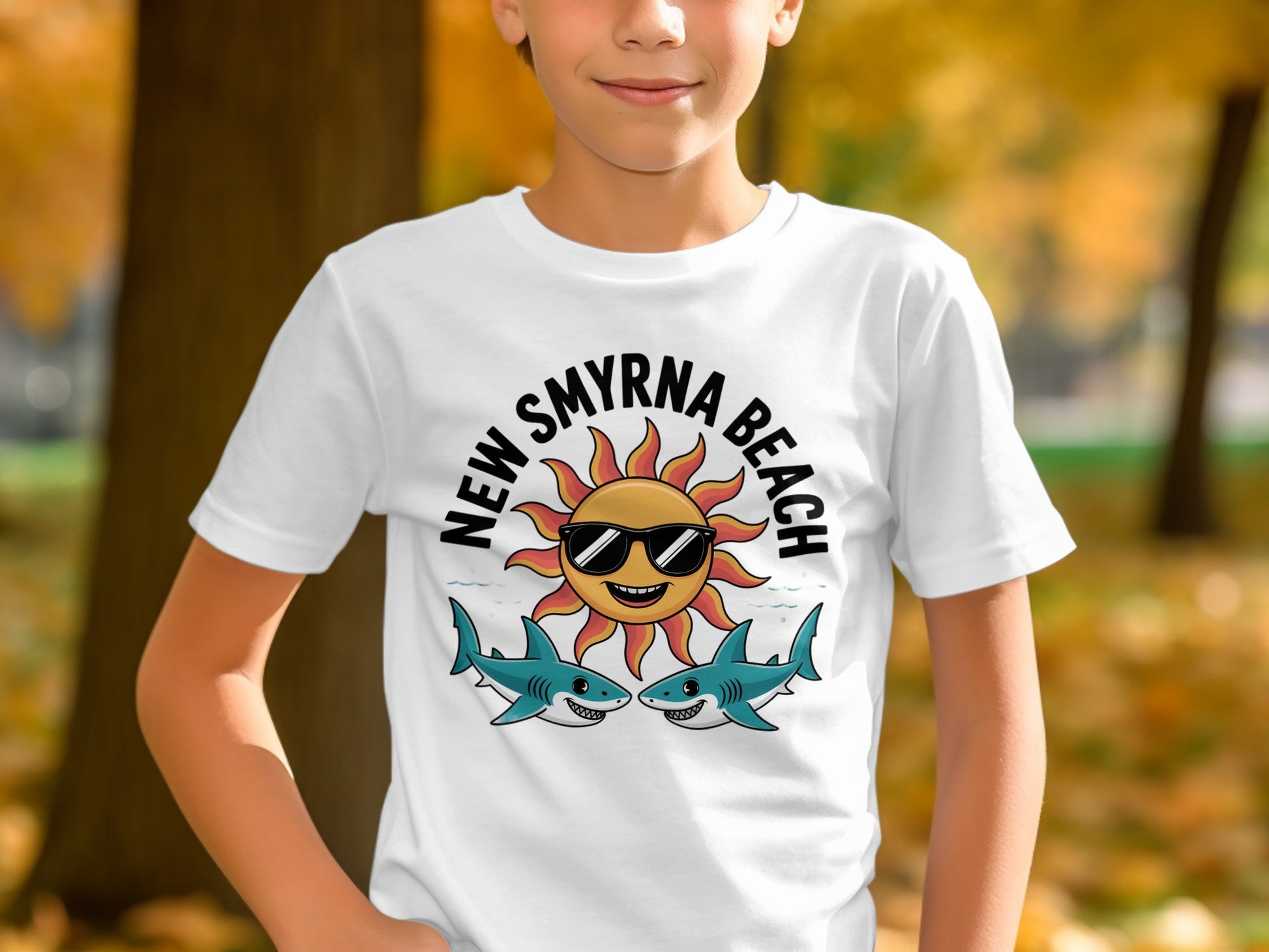 New Smyrna Beach Sun and Sharks Graphic T-Shirt product