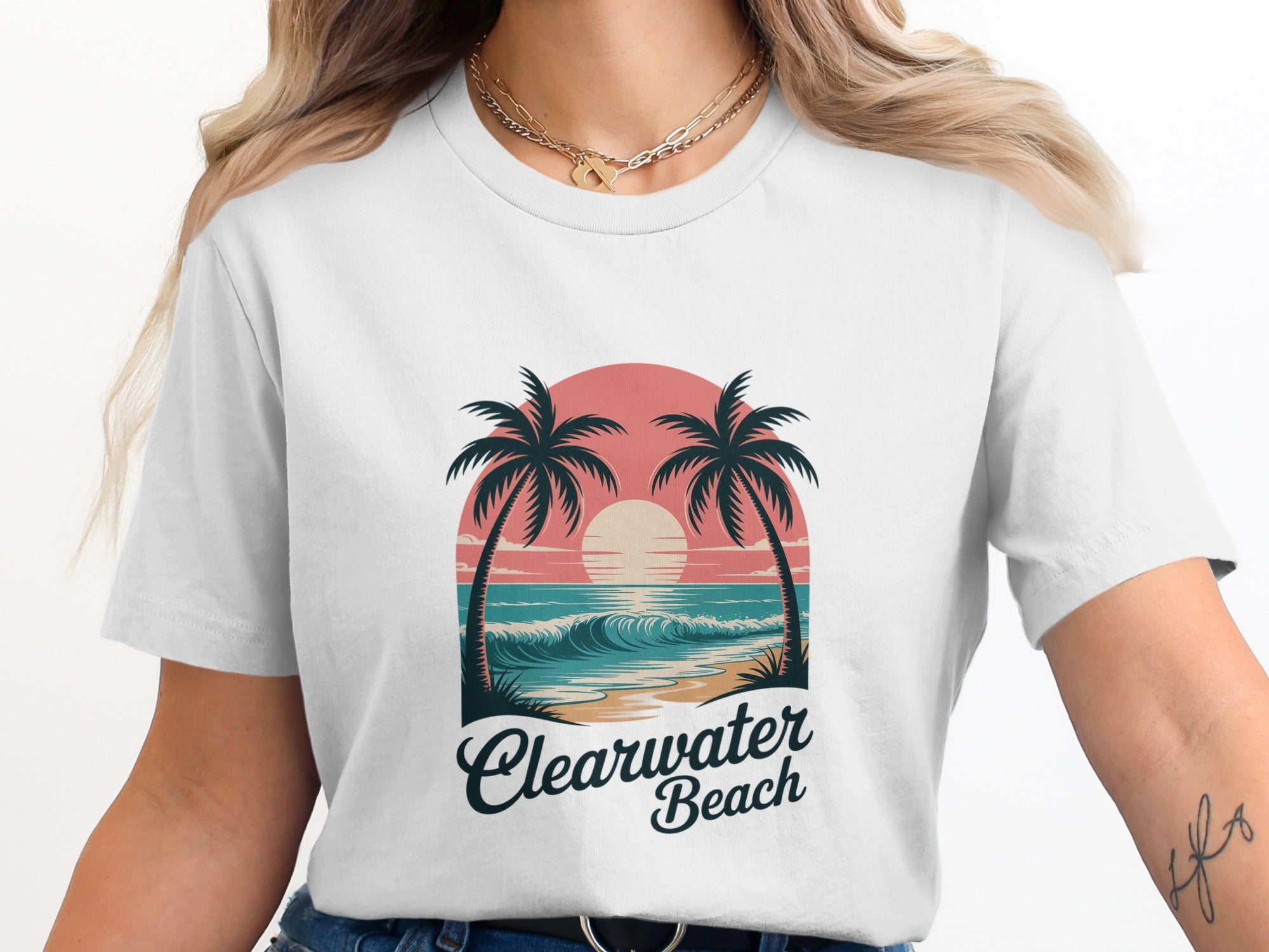 Clearwater Beach Vintage Sunset Graphic T-shirt product