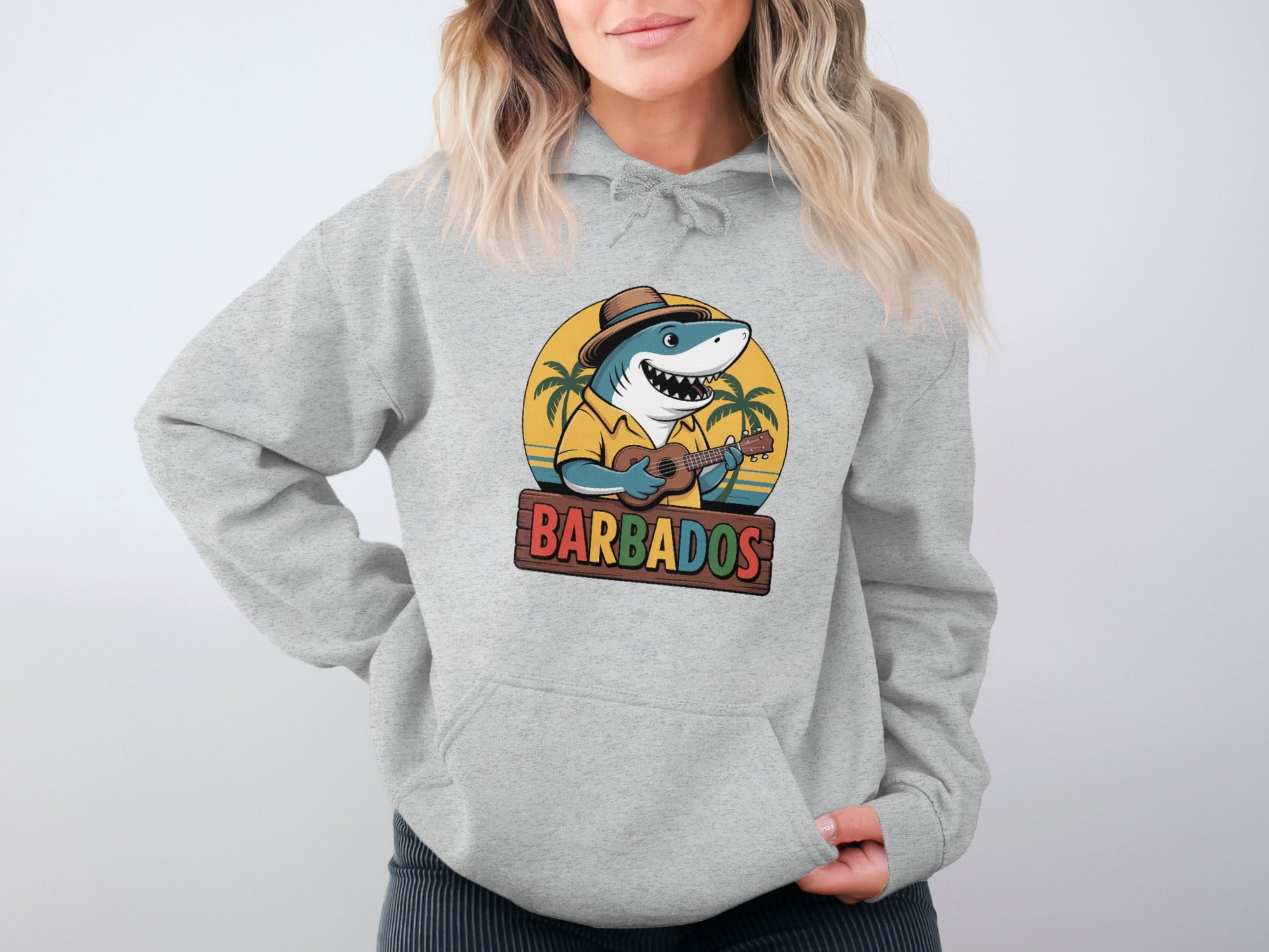 Barbados Shark Playing Guitar Hoodie product type