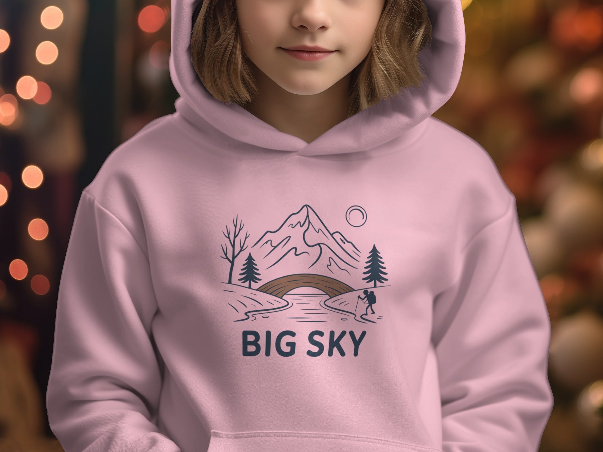 Cozy Graphic Hoodie with Big Sky Mountain Design