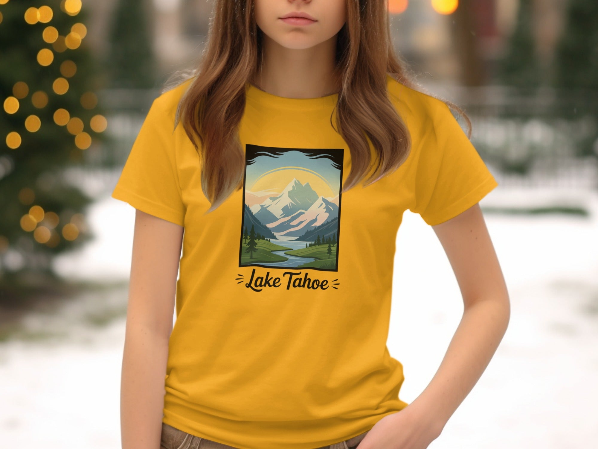Lake Tahoe Mountain Scenic View Graphic Tee