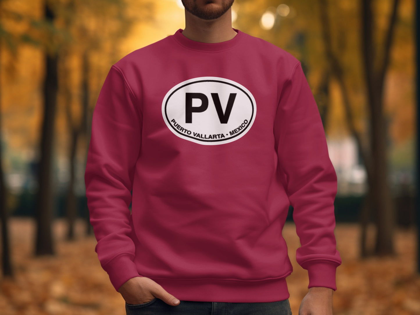 Puerto Vallarta Mens Sweatshirt Garnet