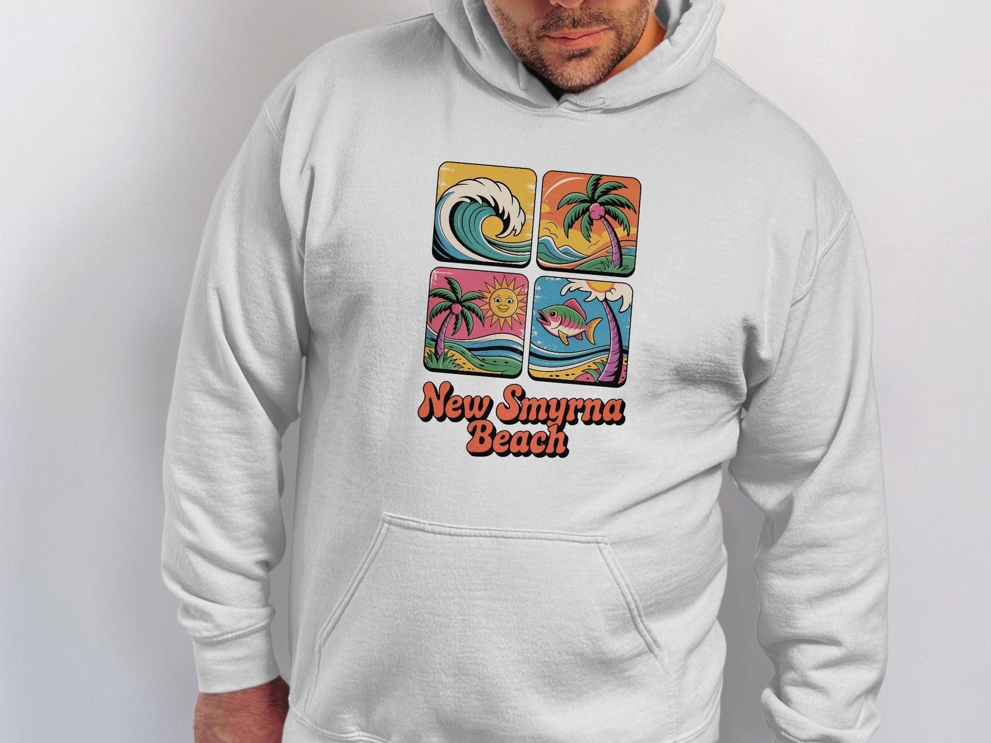 New Smyrna Beach Surfing Theme Graphic Hoodie product