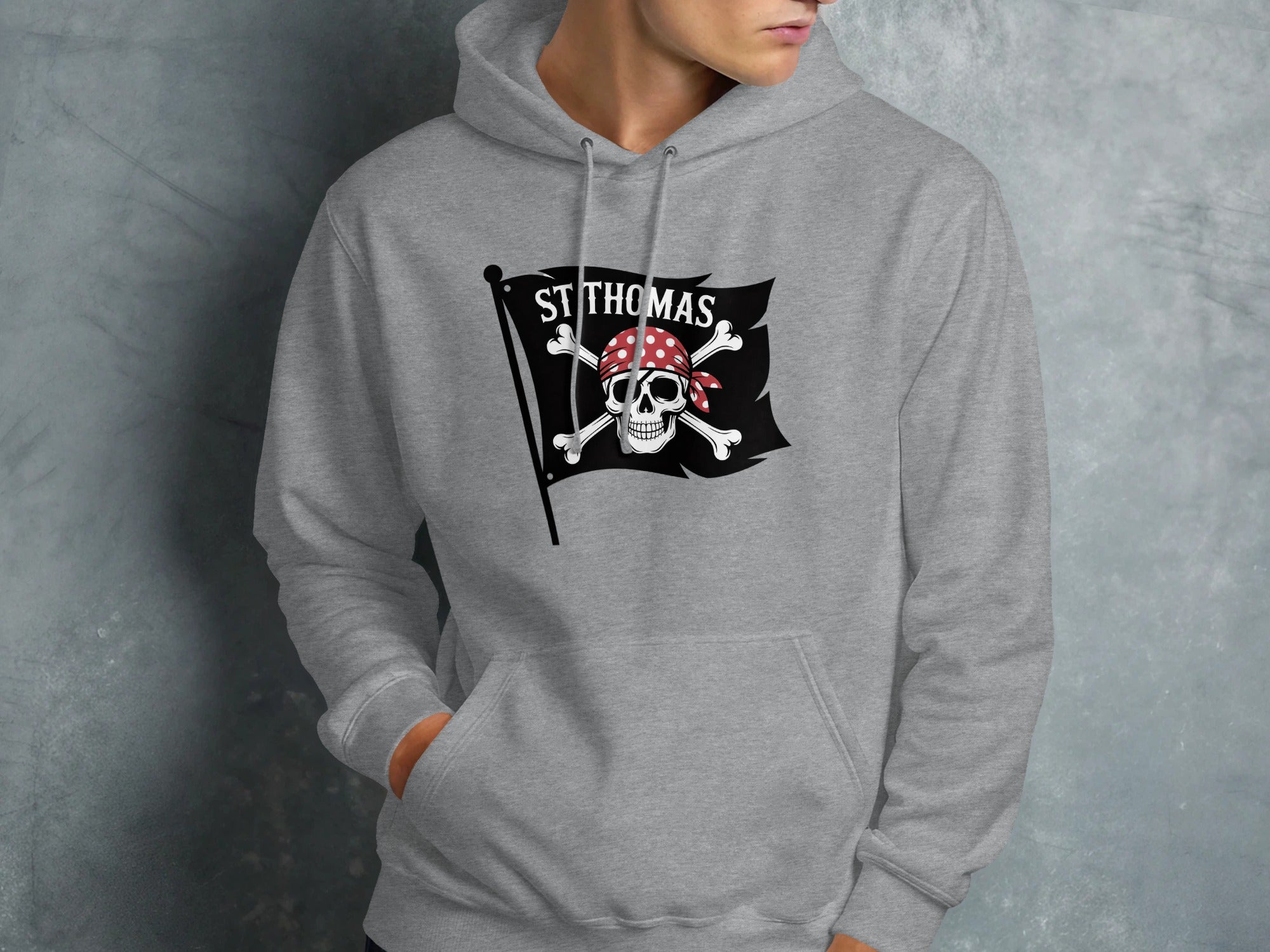 St Thomas Pirate Flag Skull Hoodie Apparel Product Type