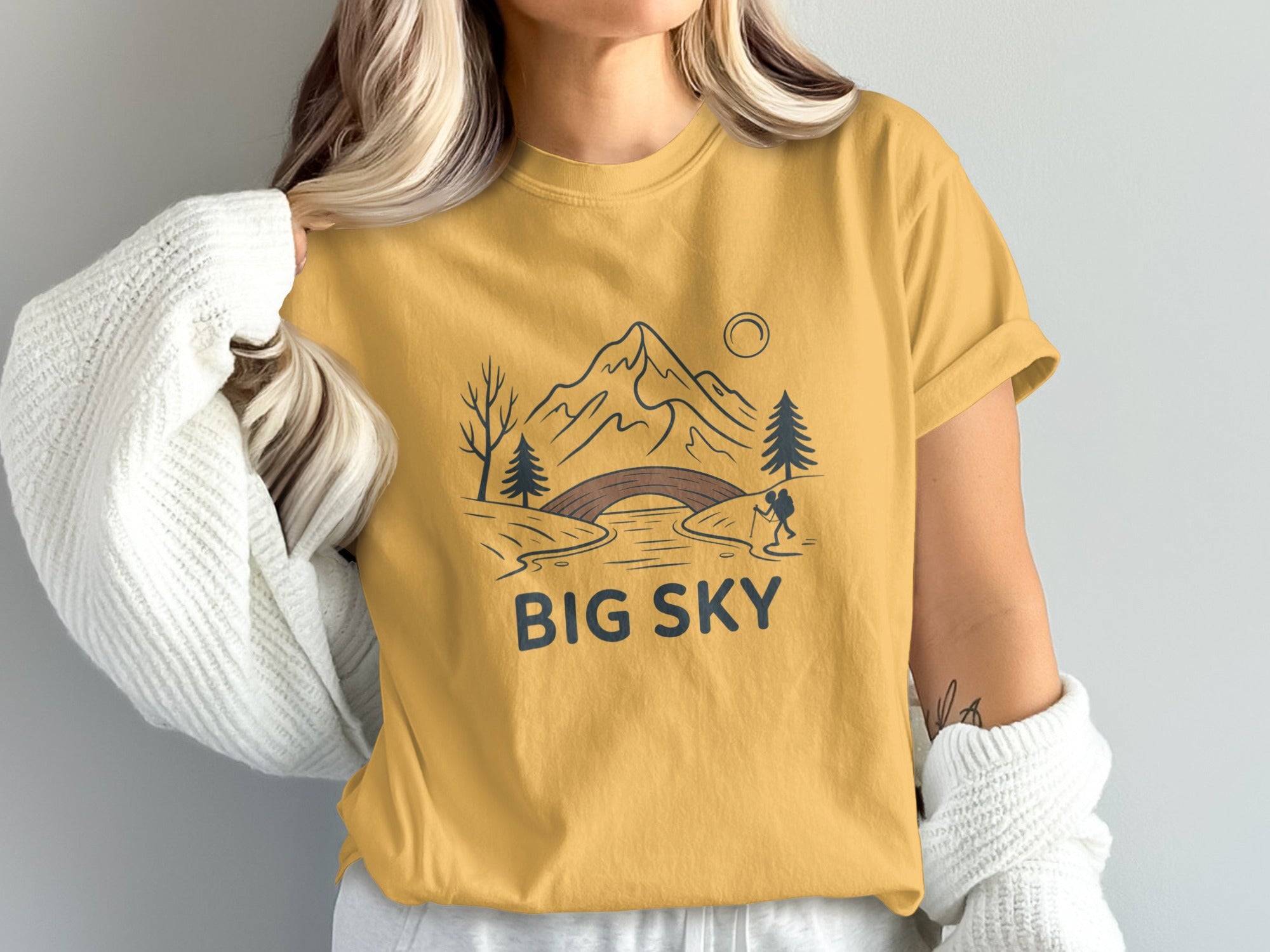 Big Sky Graphic Print Casual Yellow Shirt product
