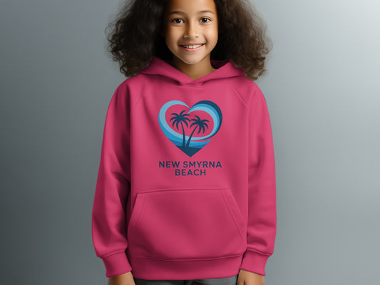 New Smyrna Beach Hoodie with Heart and Palm Trees product