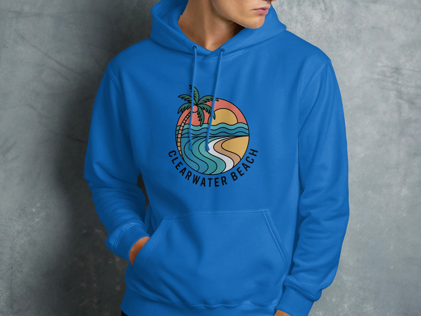 Clearwater Beach Hoodie with Artistic Palm Tree product type