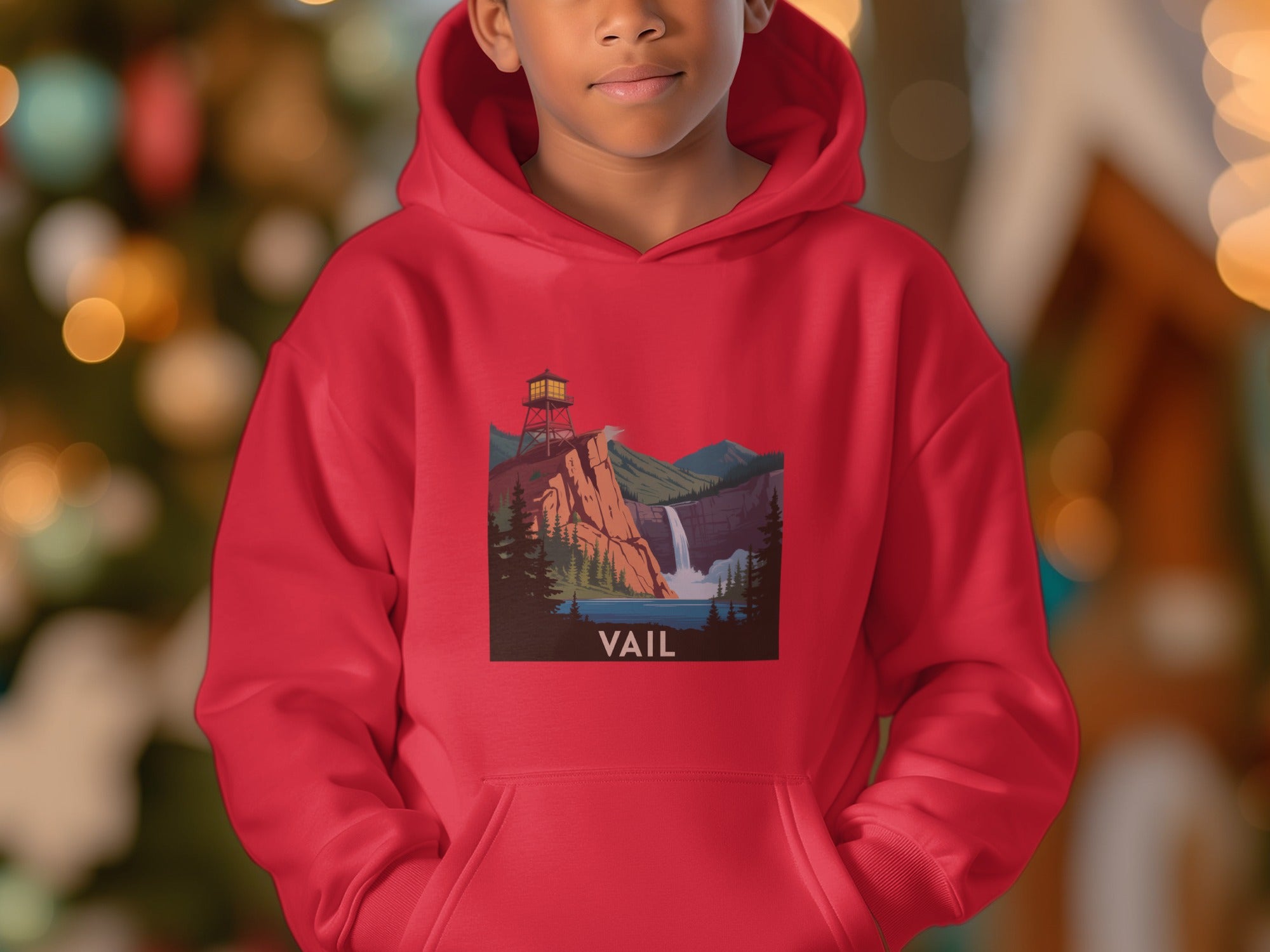 Vail Scenic Mountain Waterfall Printed Hoodie