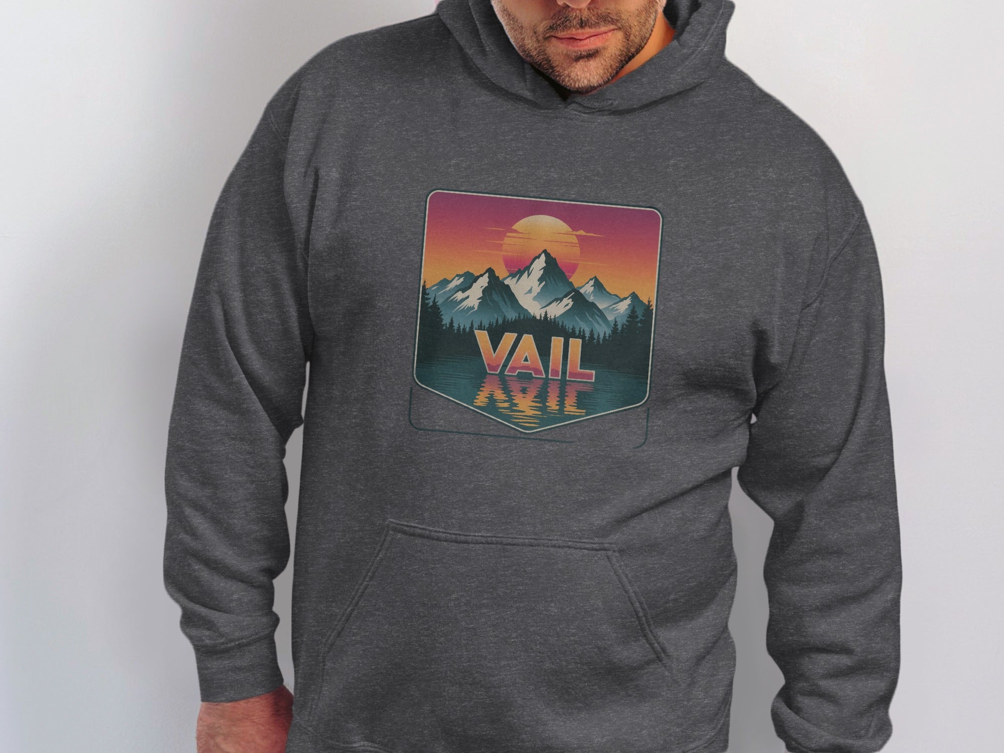 Vail Mountains Sunset Graphic Dark Hoodie product