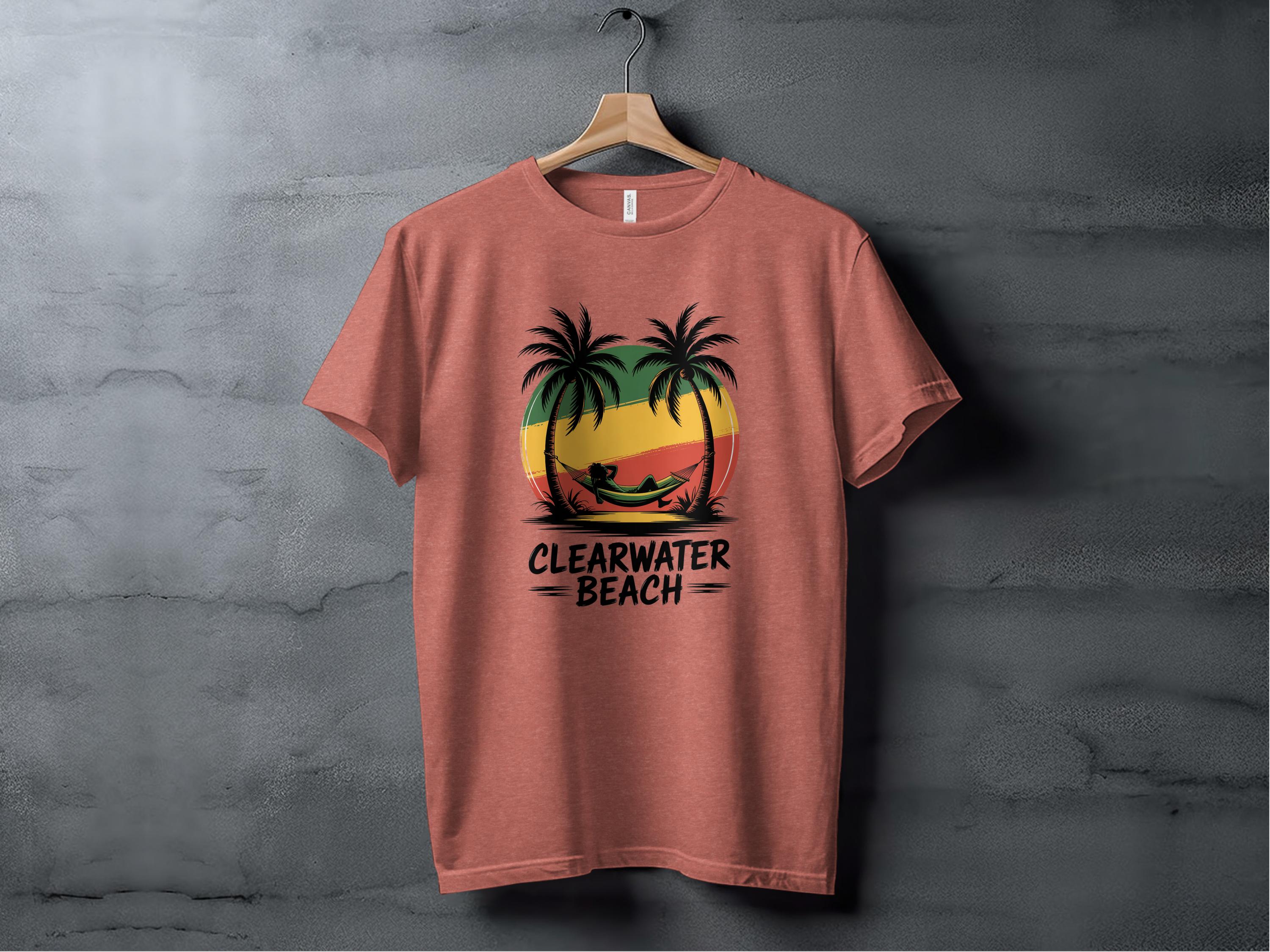 Clearwater Beach Palm Trees Sunset Graphic Shirt product type