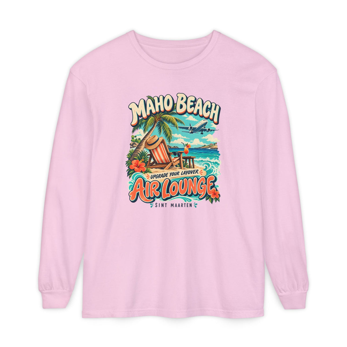 Maho Beach Air Lounge Sint Maarten Comfort Colors 6014 Long-Sleeve T-Shirt