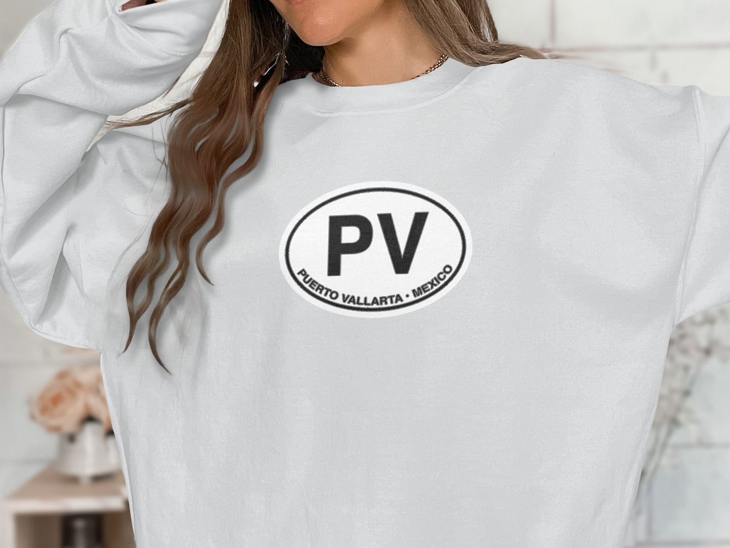 Puerto Vallarta Womens Sweatshirt White