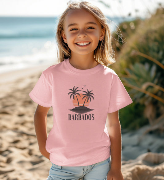 Barbados Palm Tree Design Kids Pink T-shirt product type