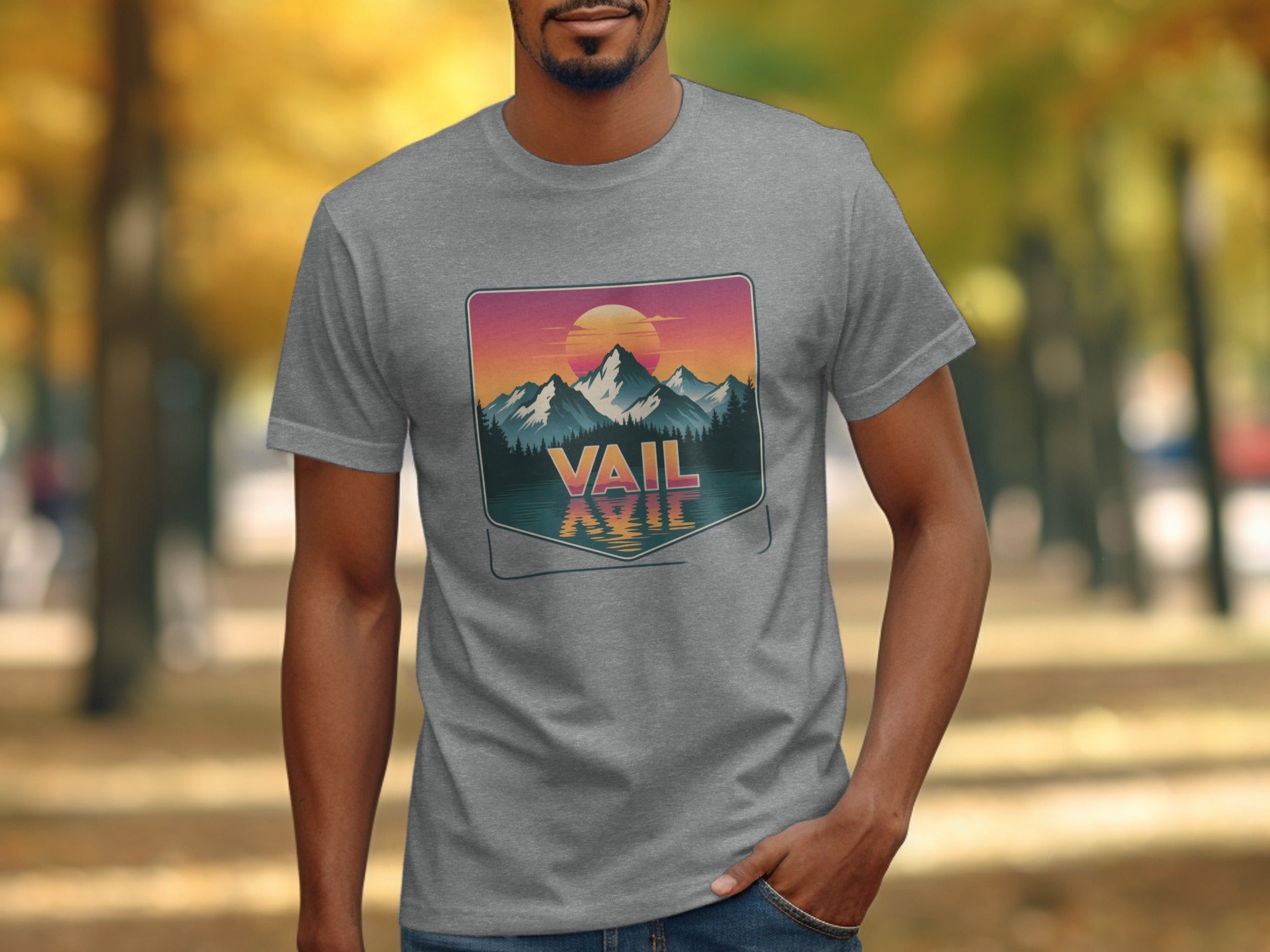 Vail Mountain Retro Sunset Graphic T-Shirt product type