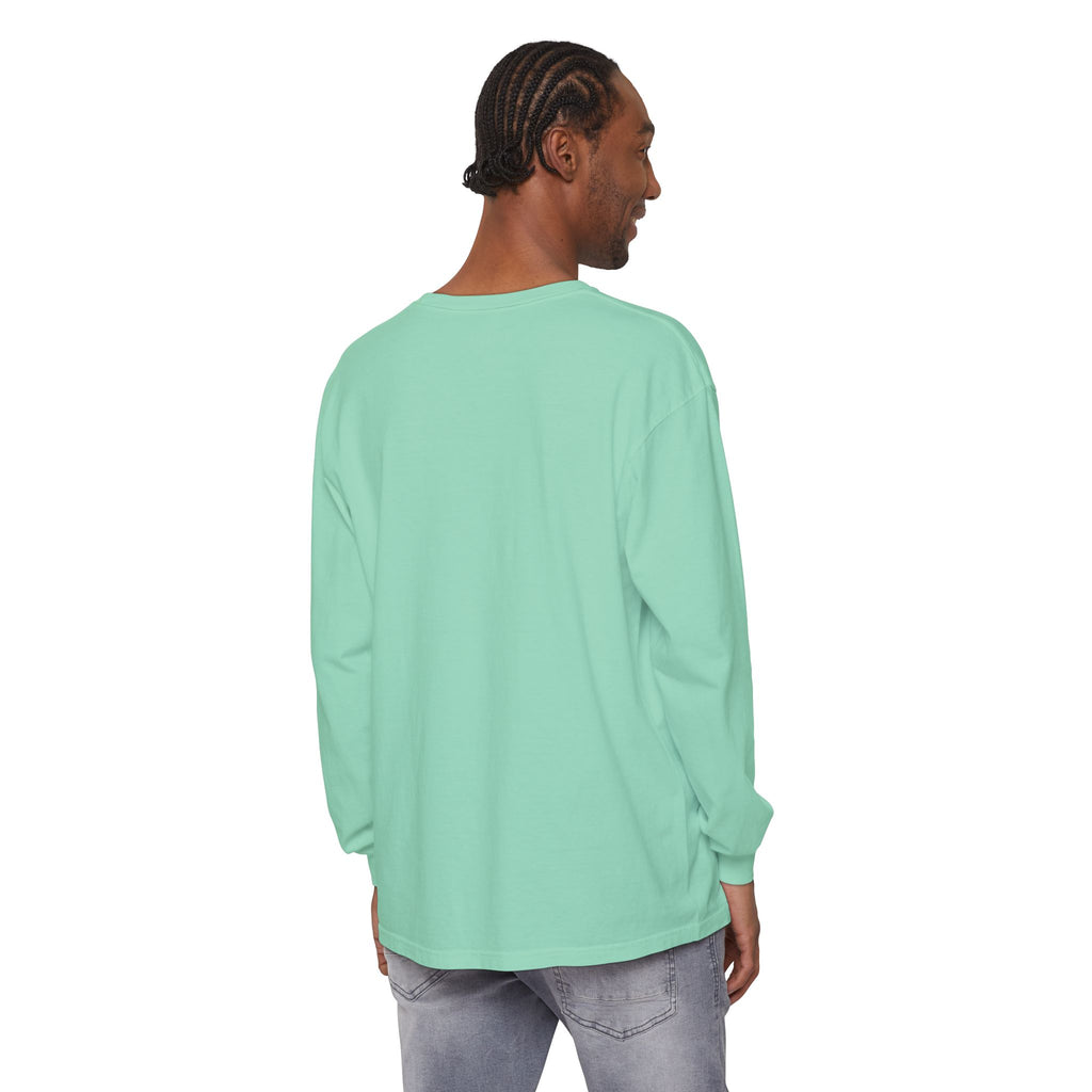 Maho Beach Air Lounge Sint Maarten Comfort Colors 6014 Long-Sleeve T-Shirt featuring the Maho Beach destination artwork, supplier product mockup