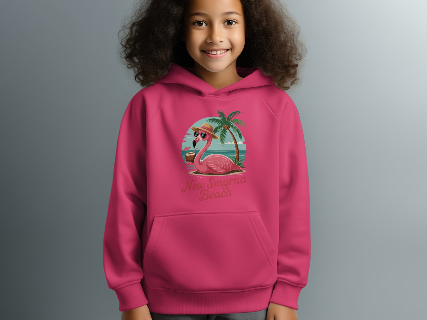 New Smyrna Beach Flamingo Palm Tree Hoodie product