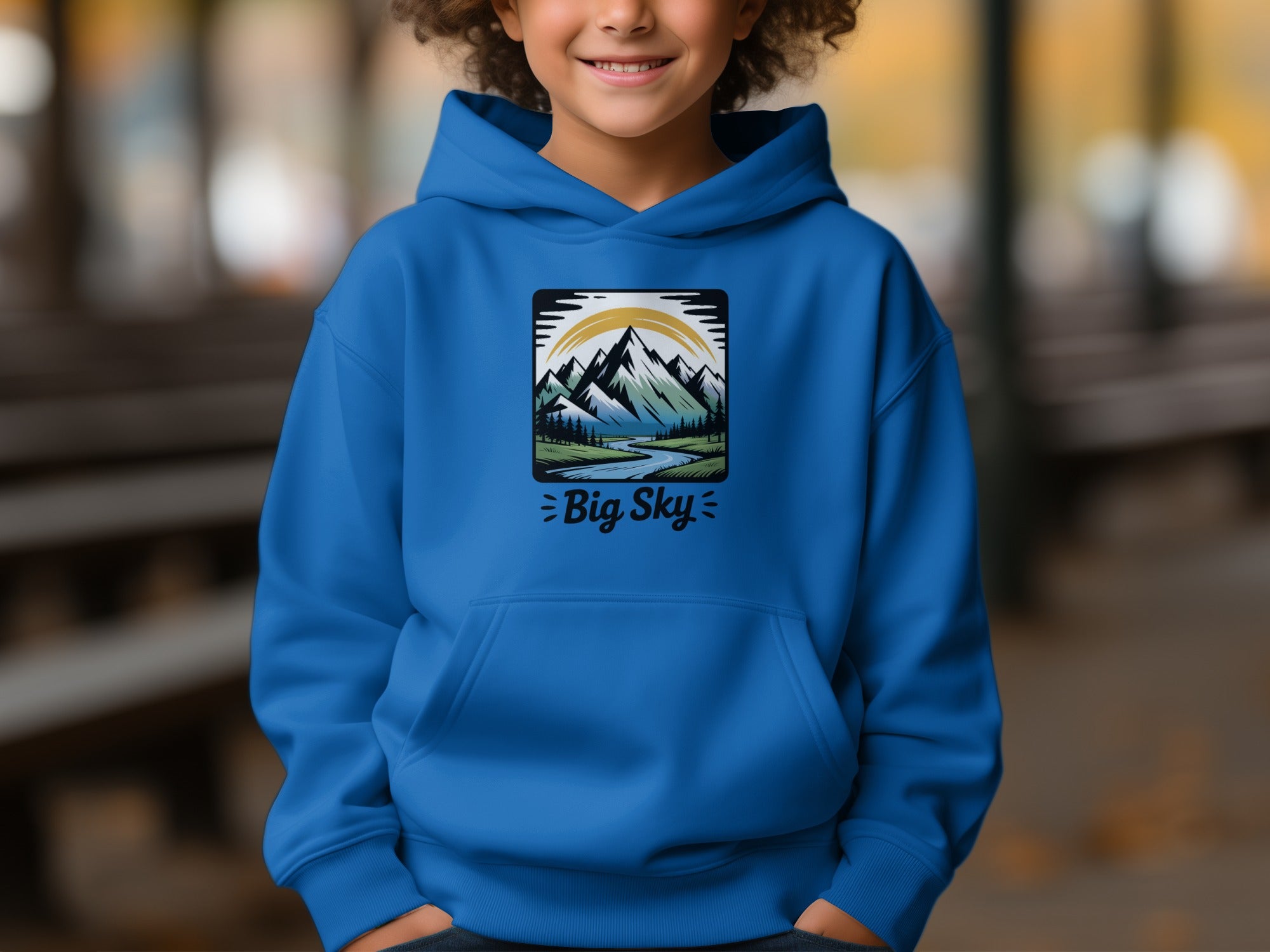 Big Sky Mountain Landscape Blue Hoodie
