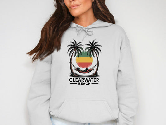 Clearwater Beach Hoodie with Palm Trees Design product type