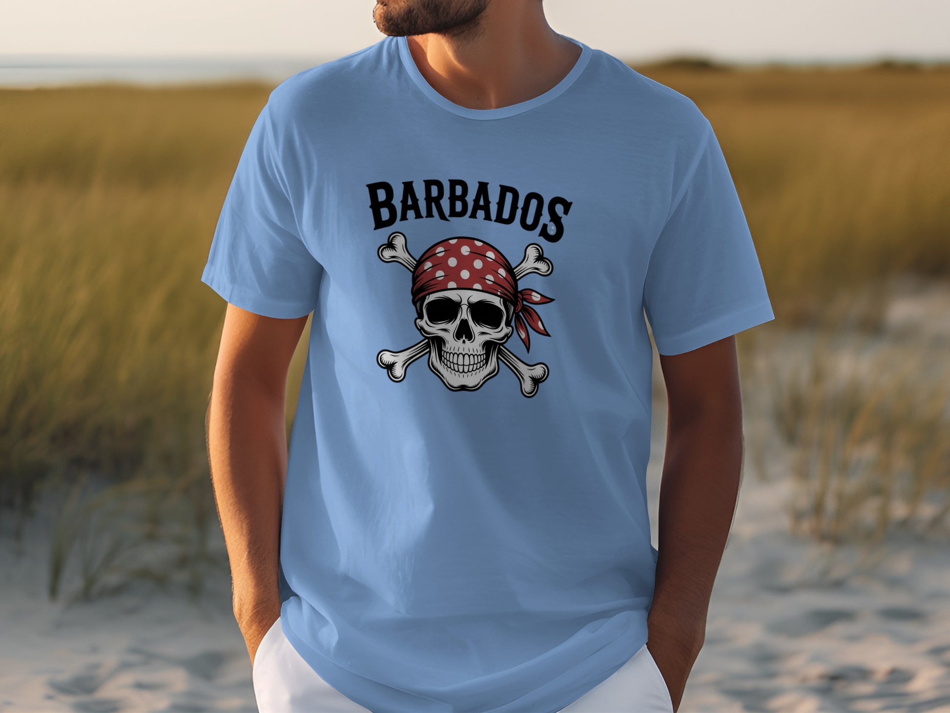 Barbados Pirate Skull Graphic Design T-shirt product