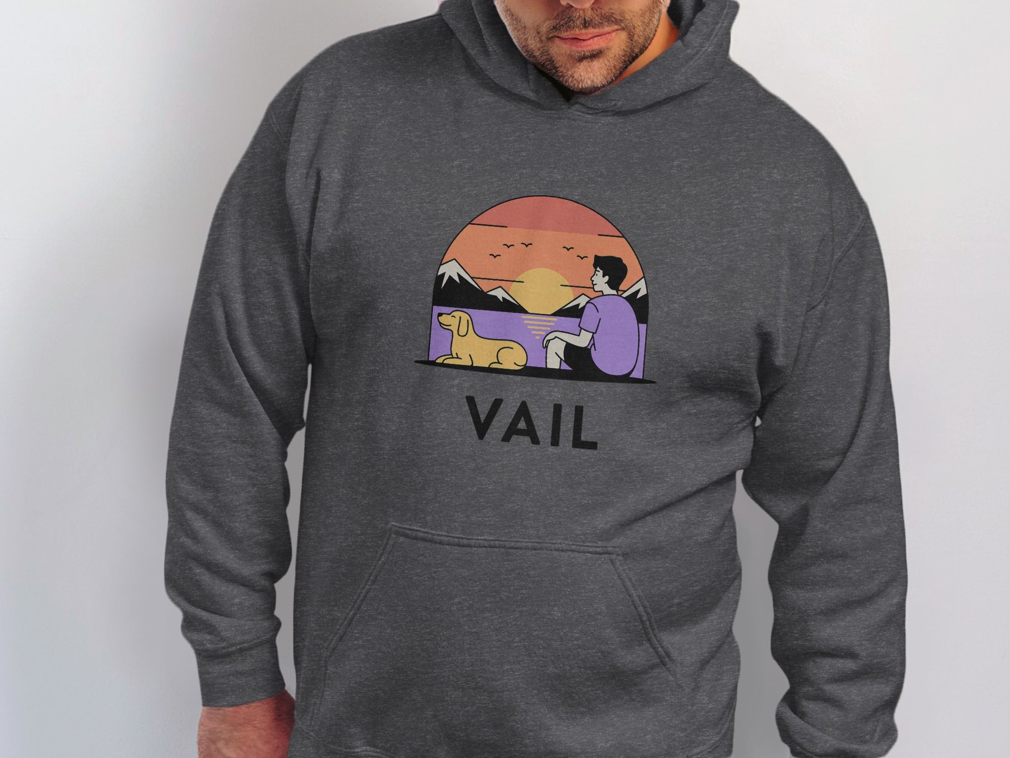 Vail Hoodie with Man and Dog Graphic Design product