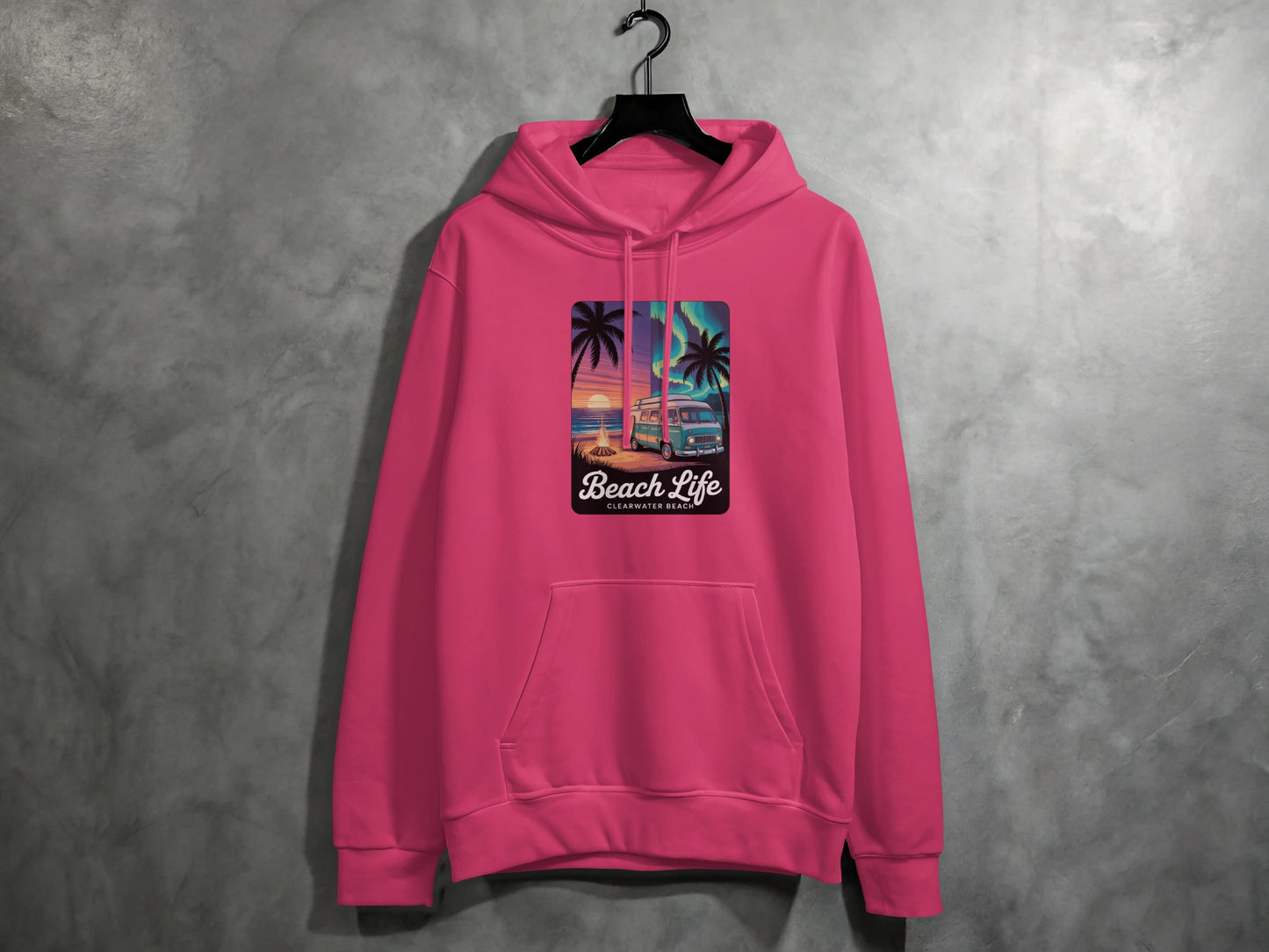 Pink Hoodie Featuring Beach Life Graphic Design product
