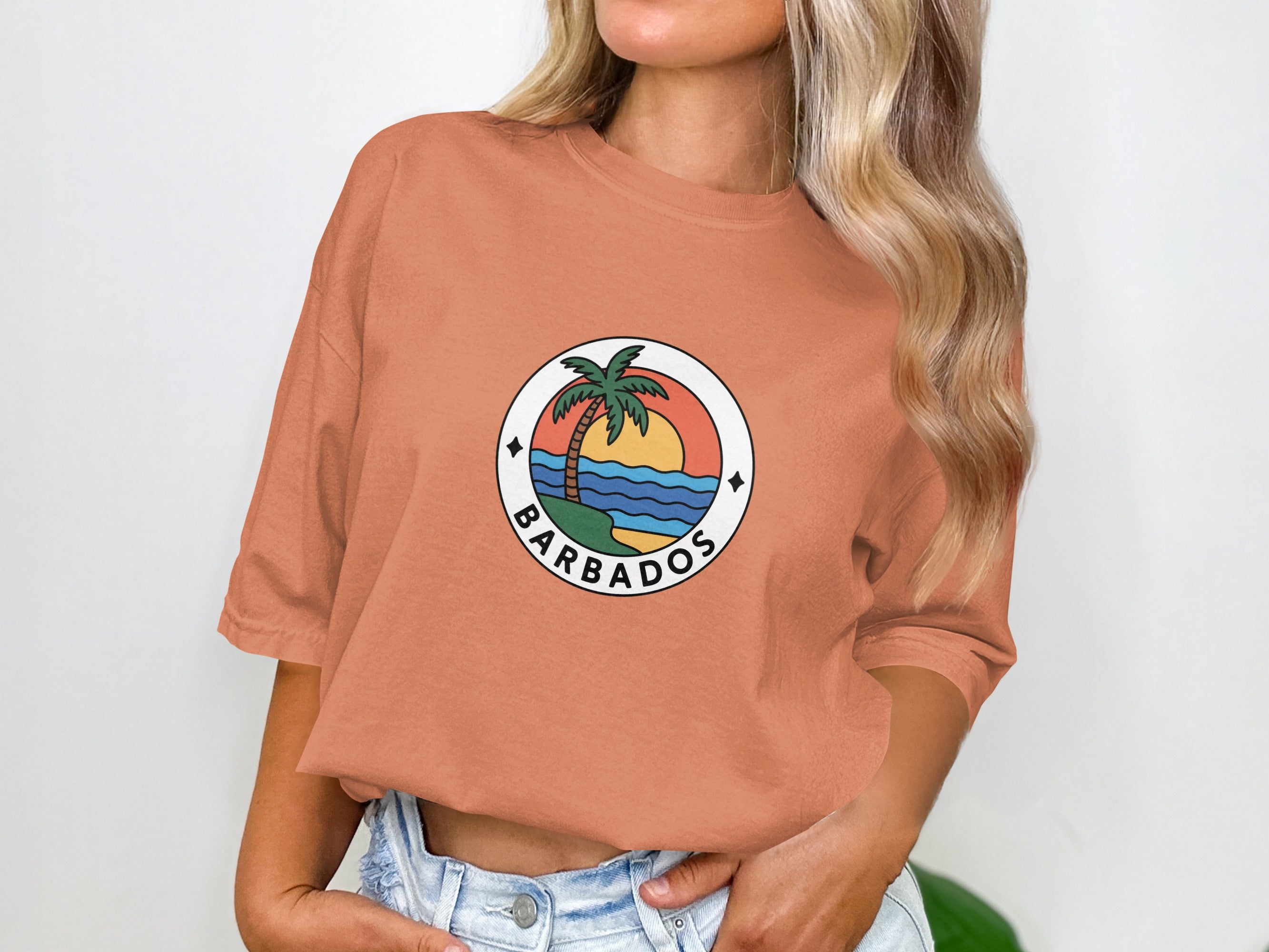 Barbados Sunset Palm Graphic Print T-Shirt product