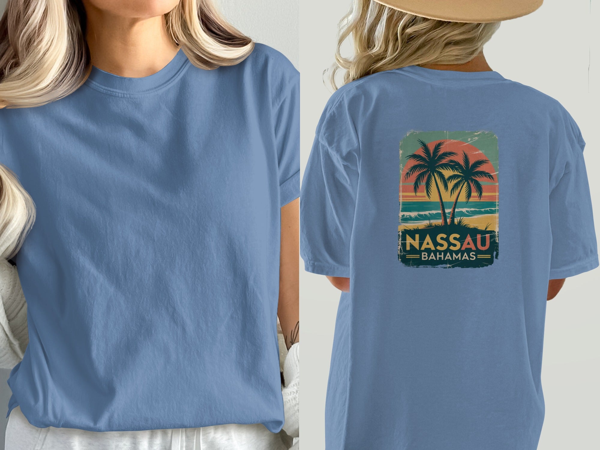 Nassau Bahamas Graphic Teal Blue Casual Shirt product type