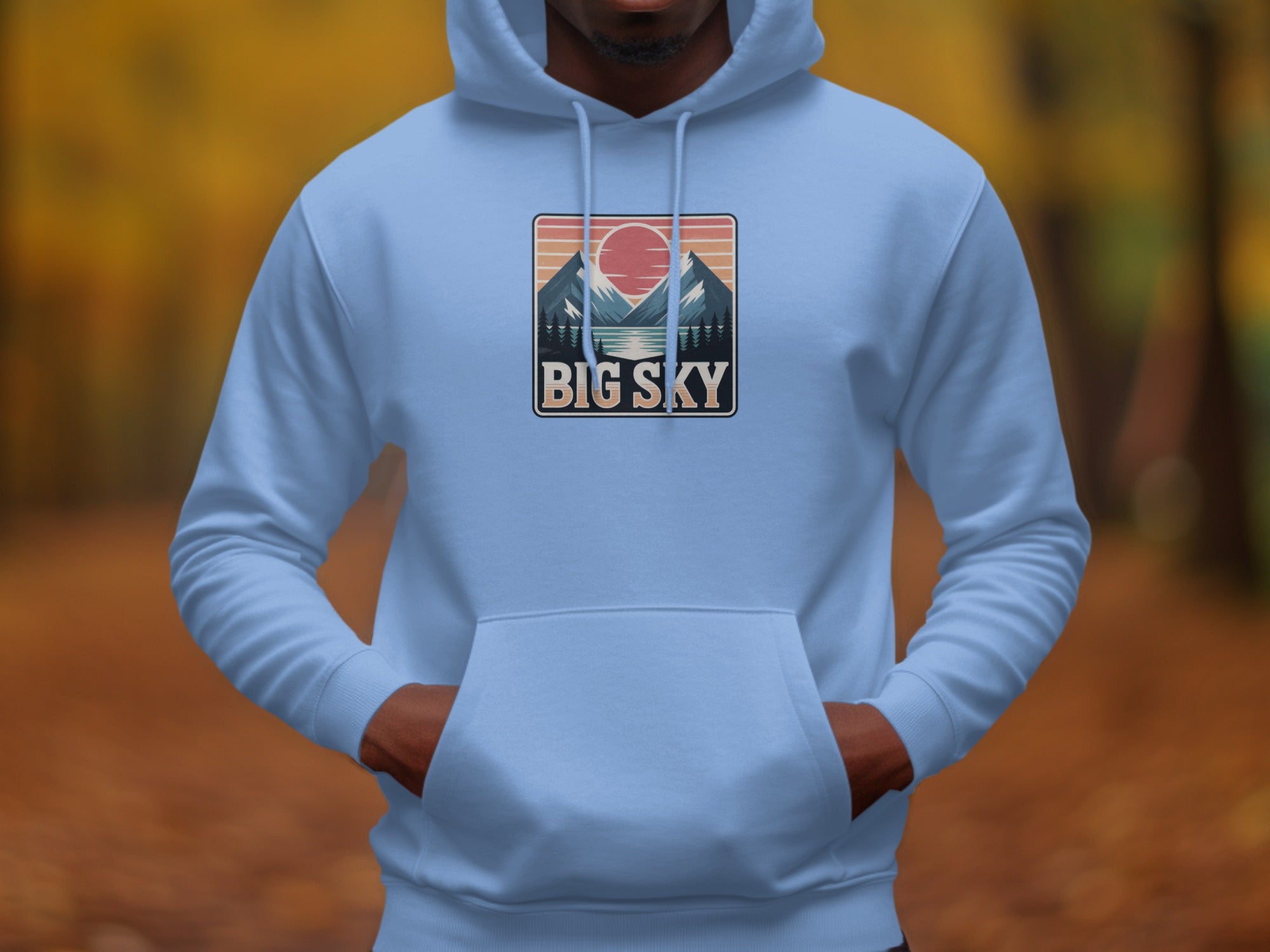 Big Sky Graphic Hoodie with Mountain Sunset Design