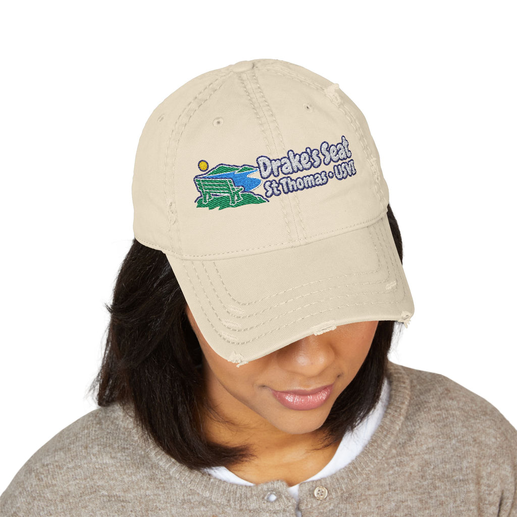 Drake's Seat St. Thomas USVI embroidered distressed OTTO dad hat, product gallery view 6.