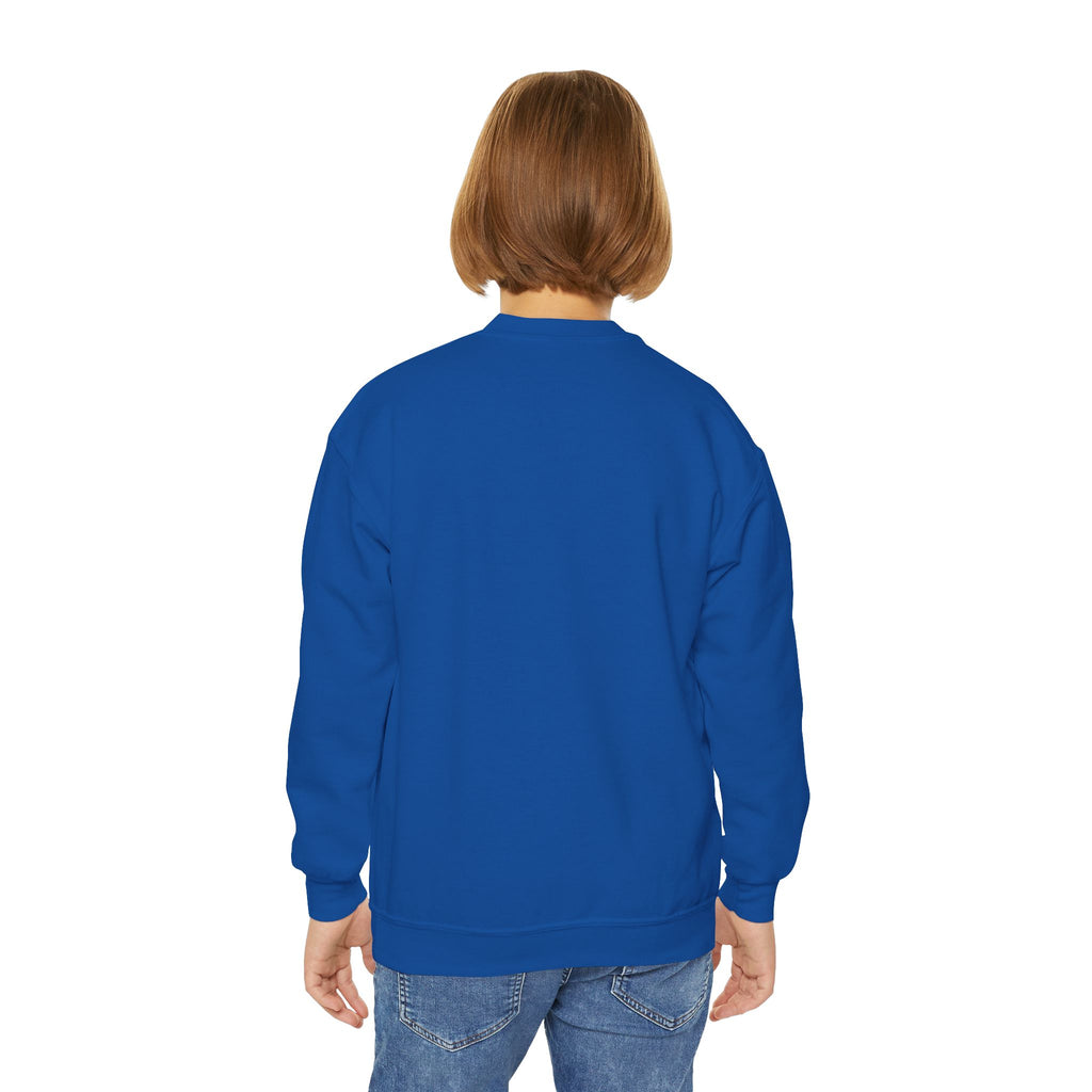 Maho Beach Landing Club Sint Maarten Gildan 18000B Youth Sweatshirt featuring the Maho Beach destination artwork, supplier product mockup