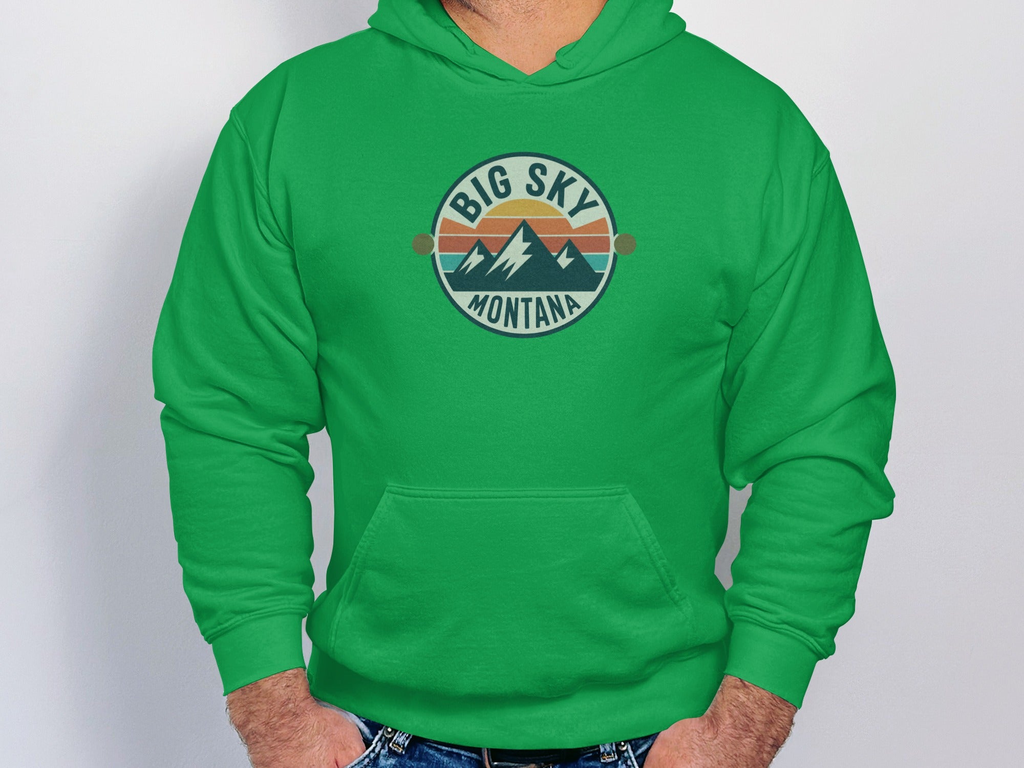 Big Sky Montana Hoodie with Mountain Graphic Design