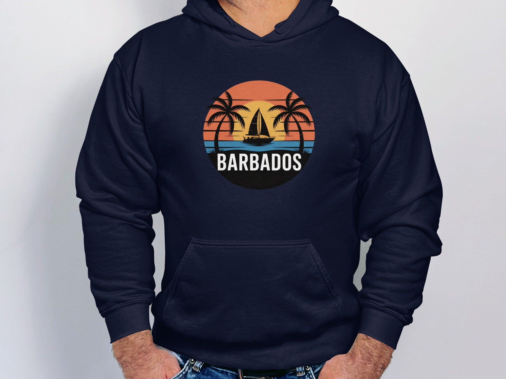 Barbados Palm Sunset Sailboat Hooded Sweatshirt product