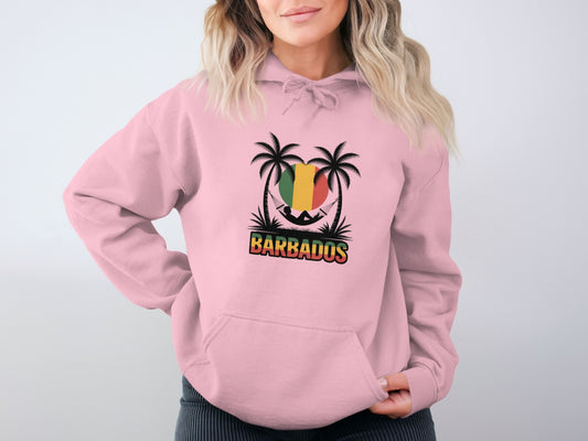 Barbados Tropical Palm Trees Pink Hoodie product