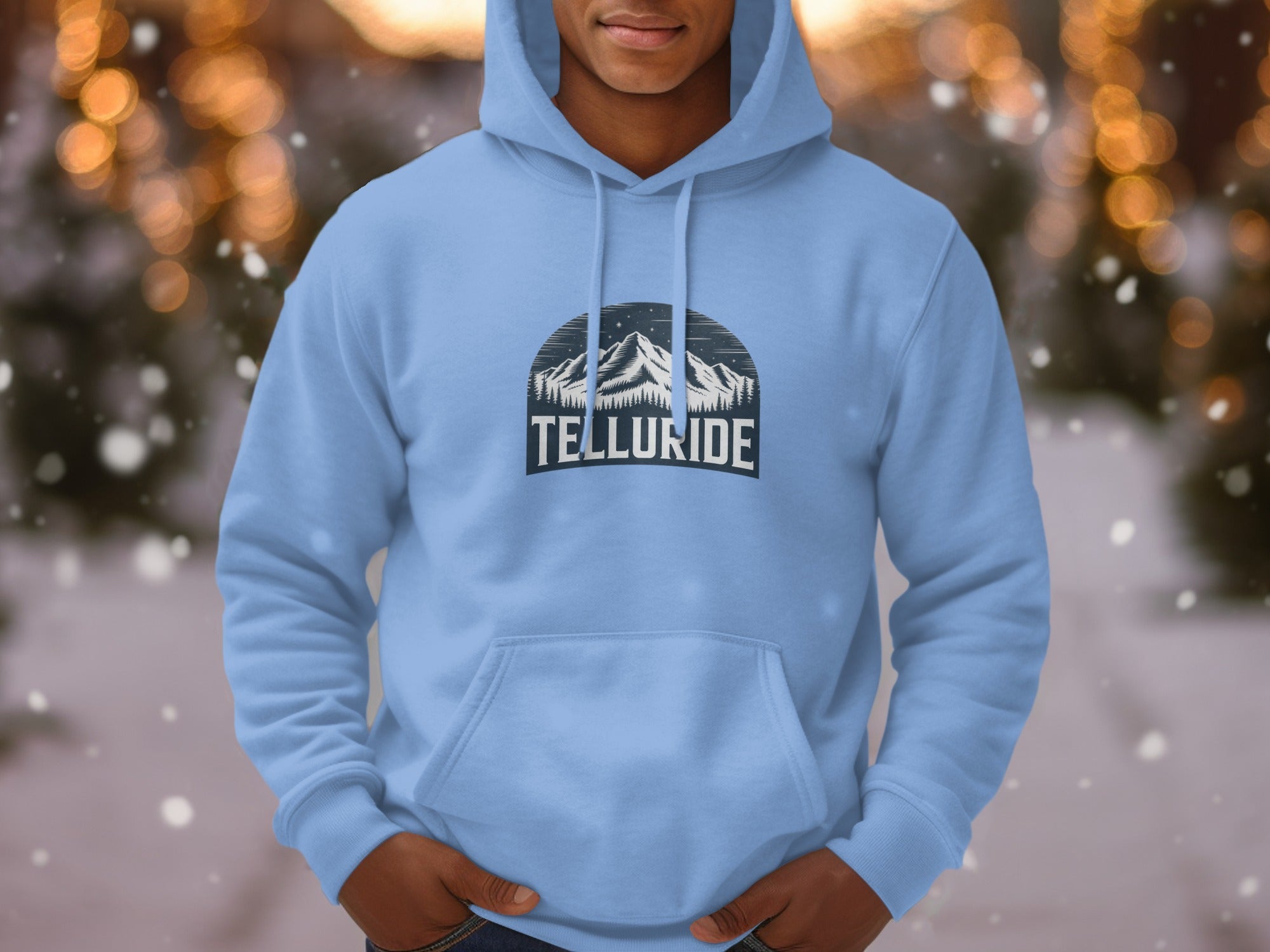 Telluride Mens Hoodies Mountains and Stars Graphic Hoodie