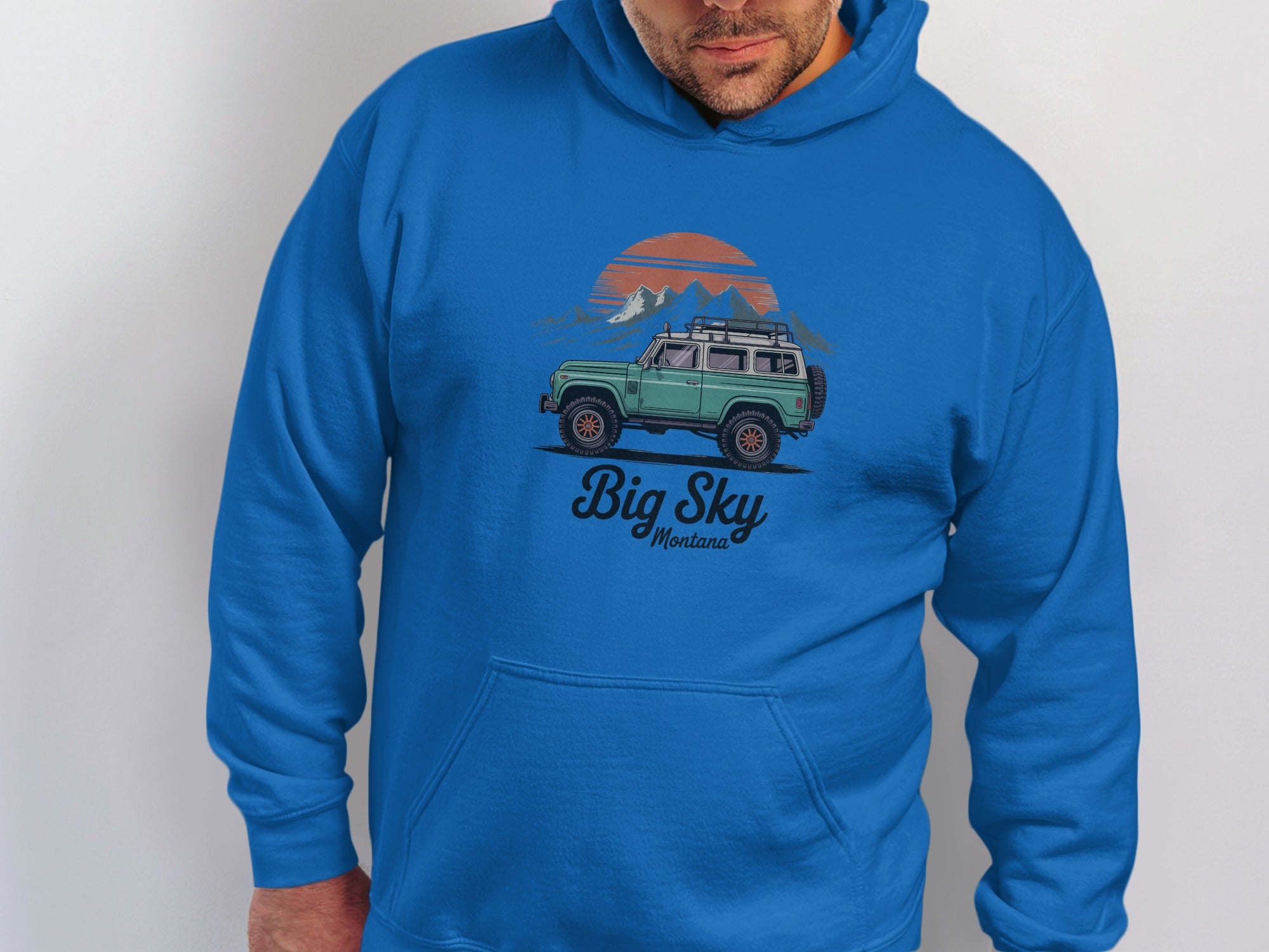 Big Sky Montana Hoodie Featuring Mountain Scene
