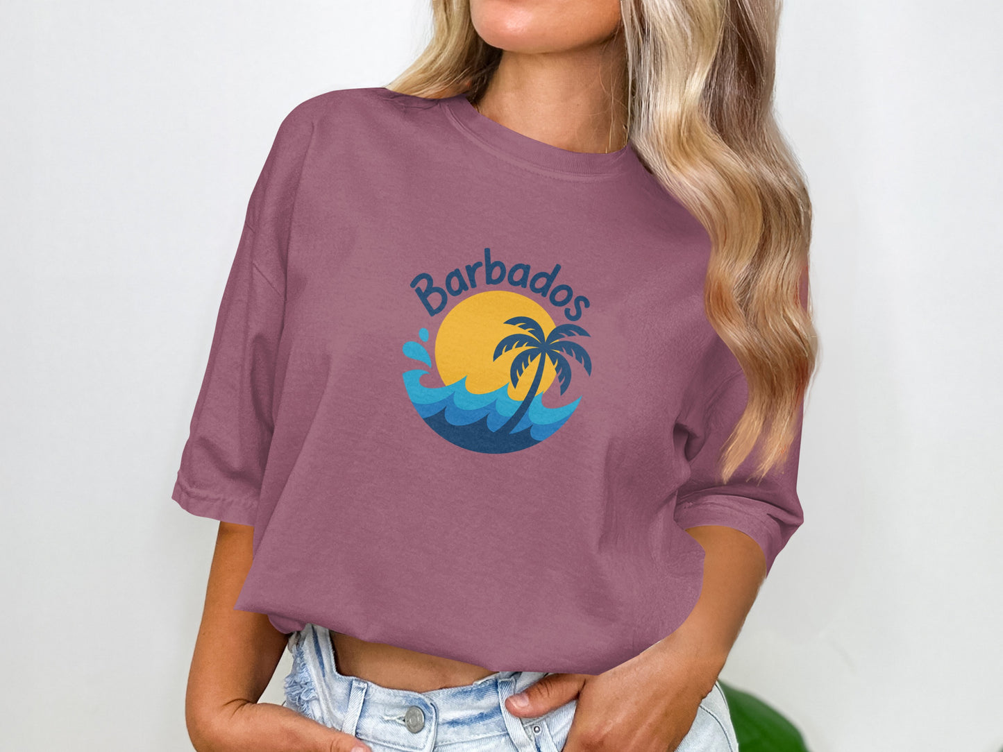 Barbados Sunset and Palm Graphic T-shirt product