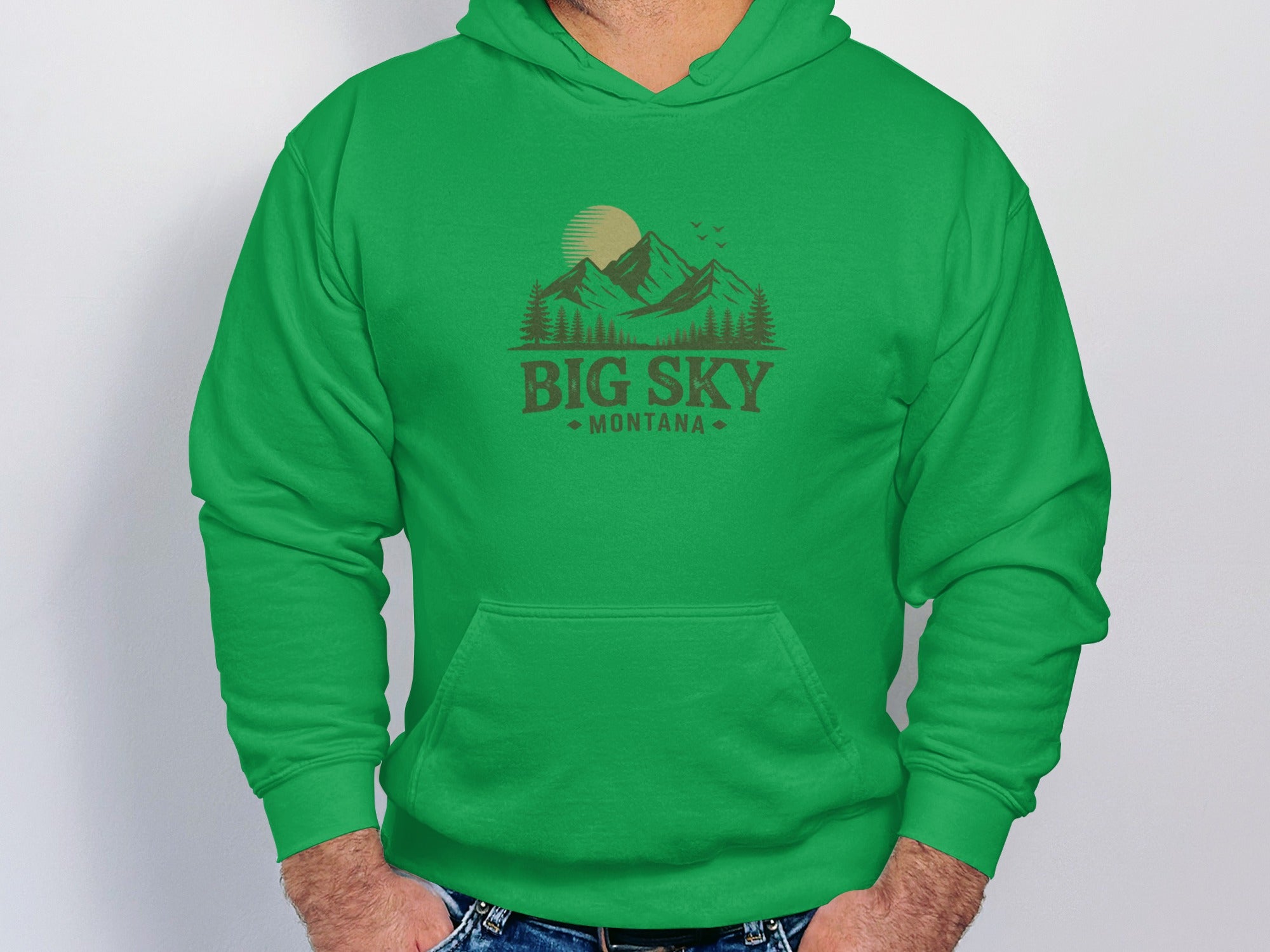 Big Sky Montana Hoodie With Scenic Mountain Print
